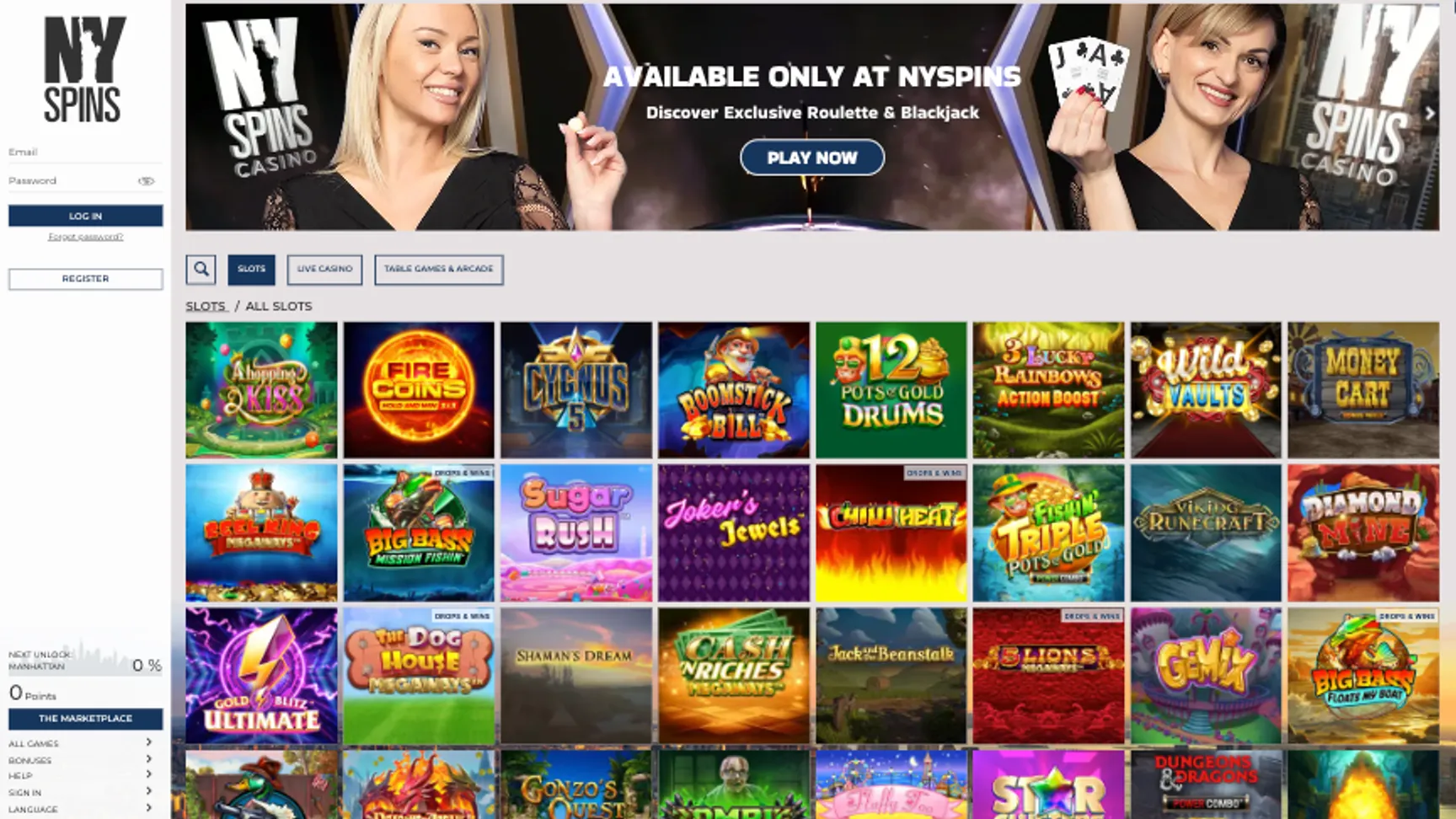 Games at NYspins Casino