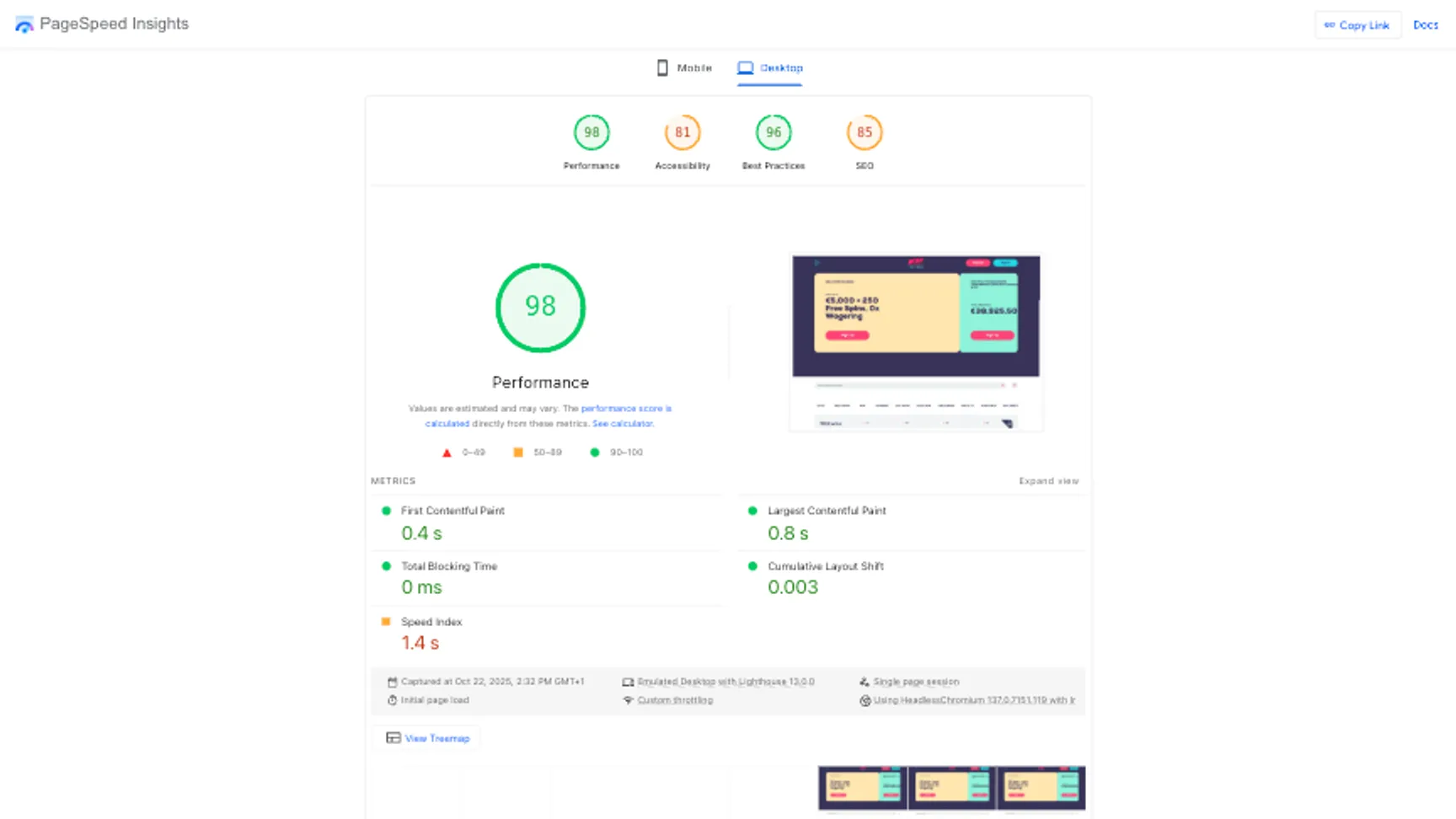 User experience and site performance