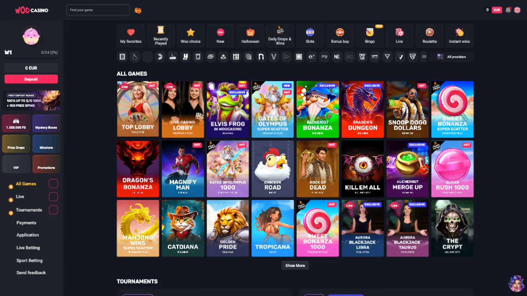 Games at WooCasino