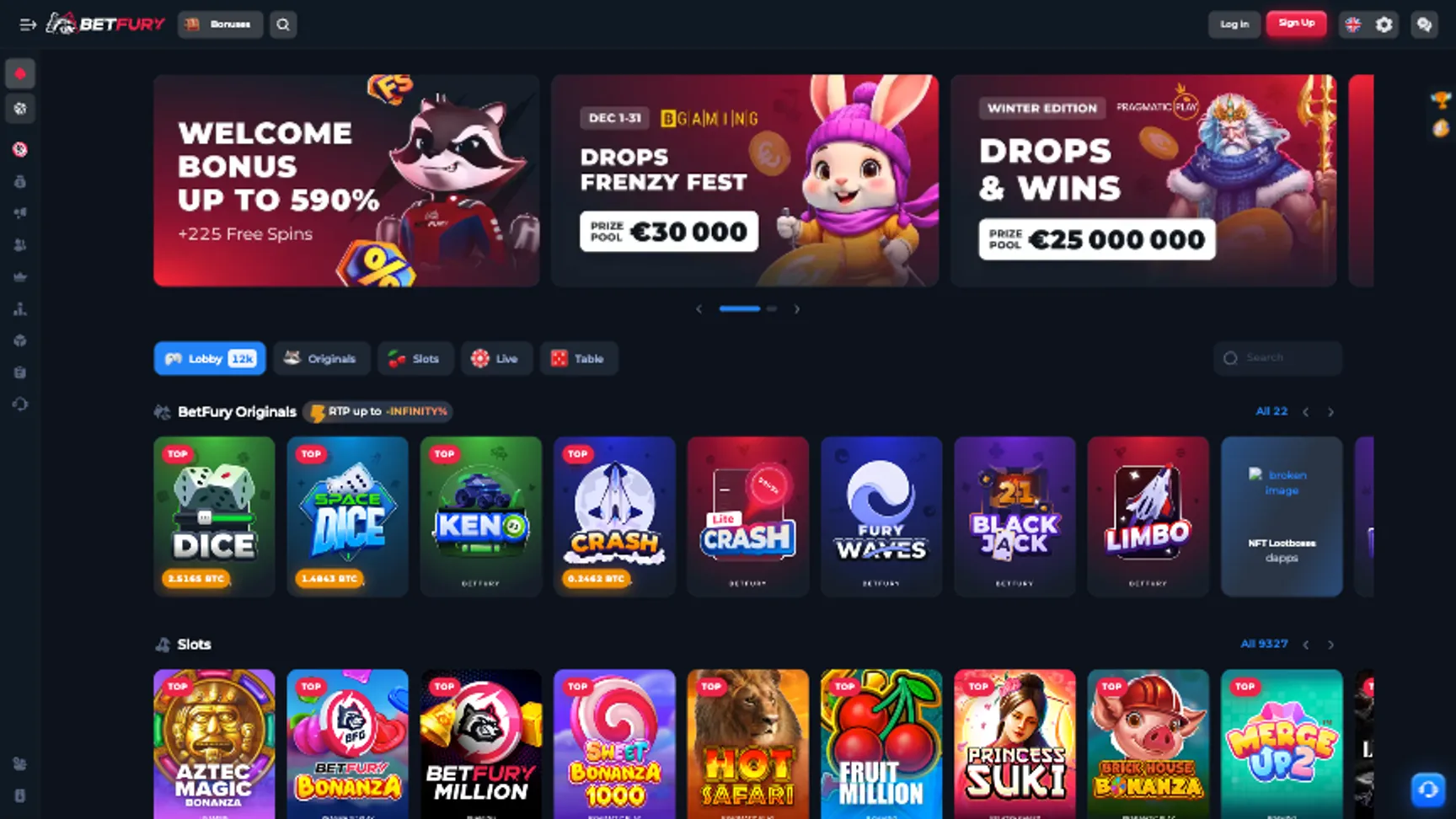 Games at BetFury casino