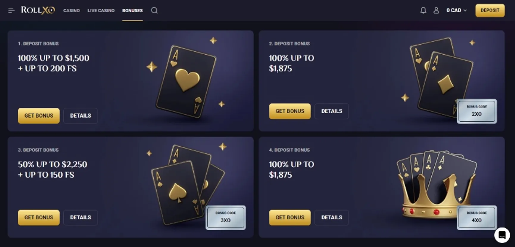 A warm welcome bonus package at RollXO Casino