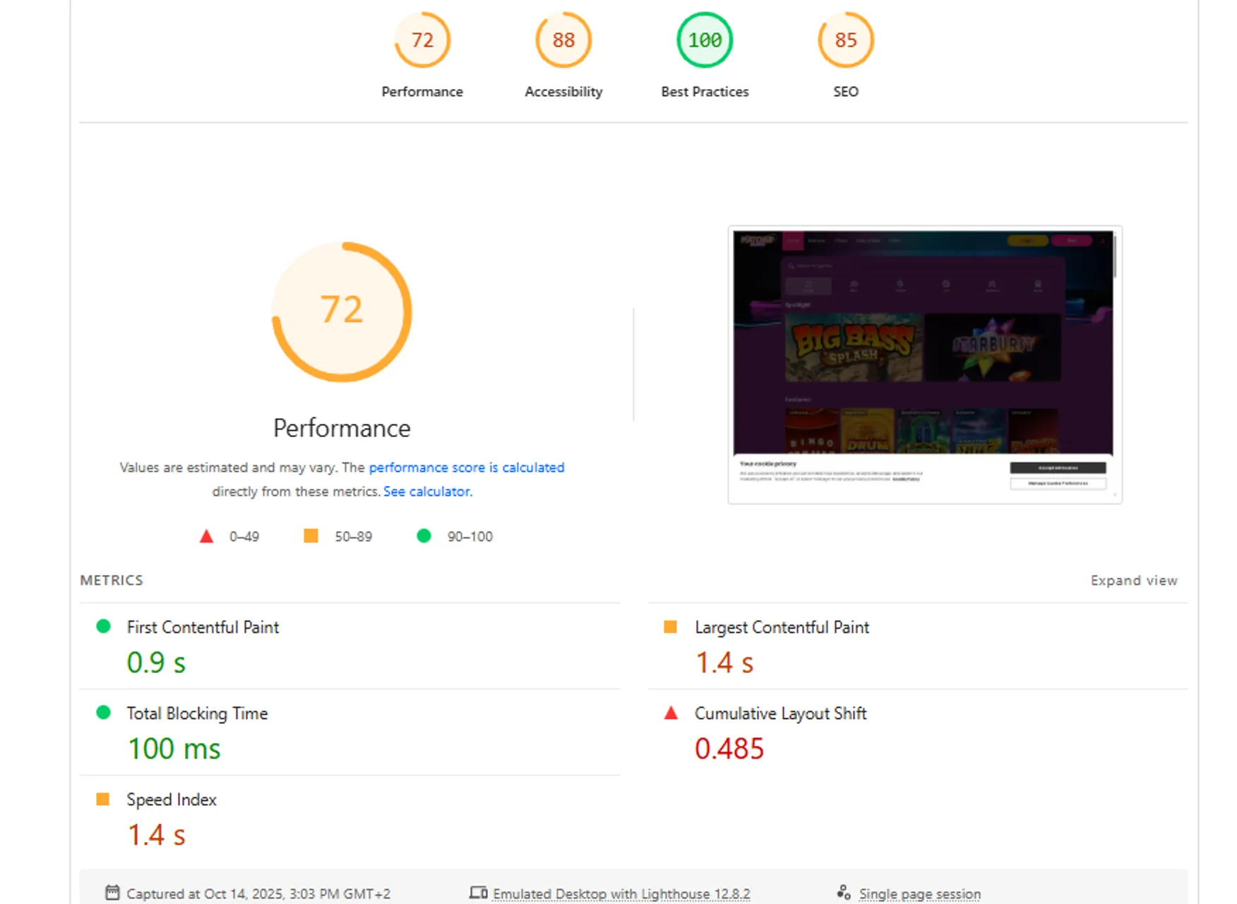 Matchup Casino Performance