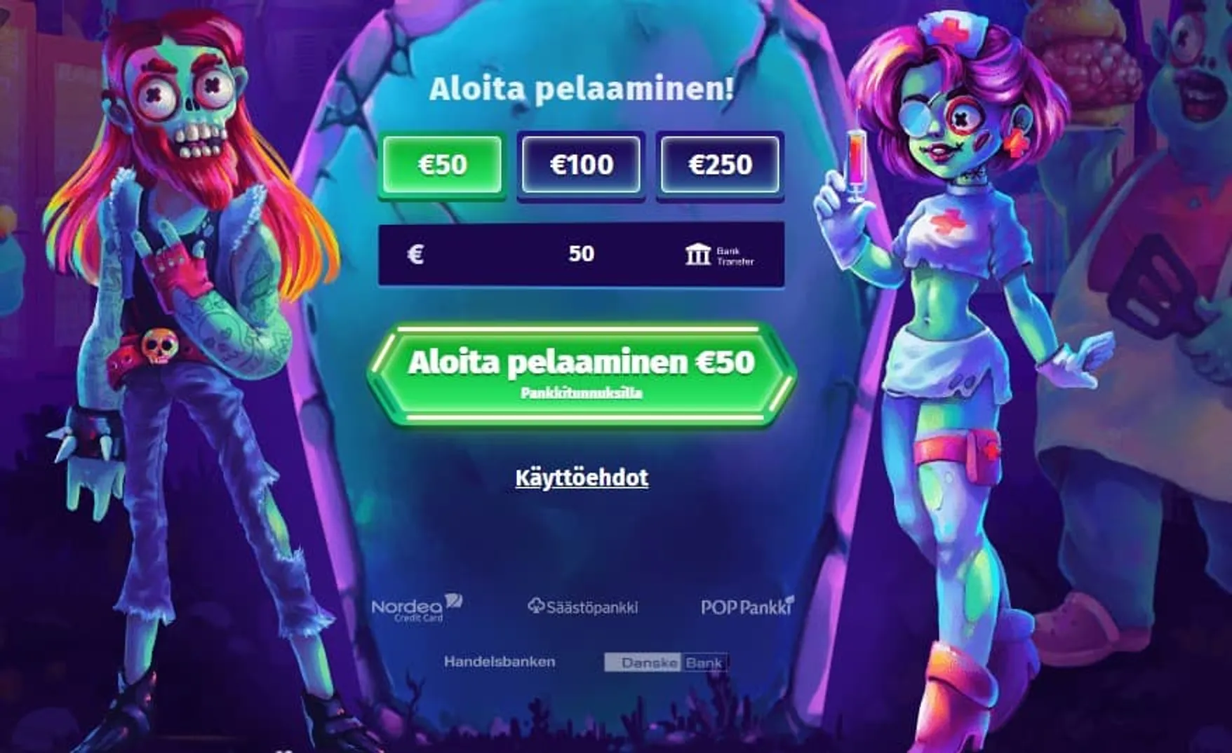 Casombie Casino aloitusnäkymä