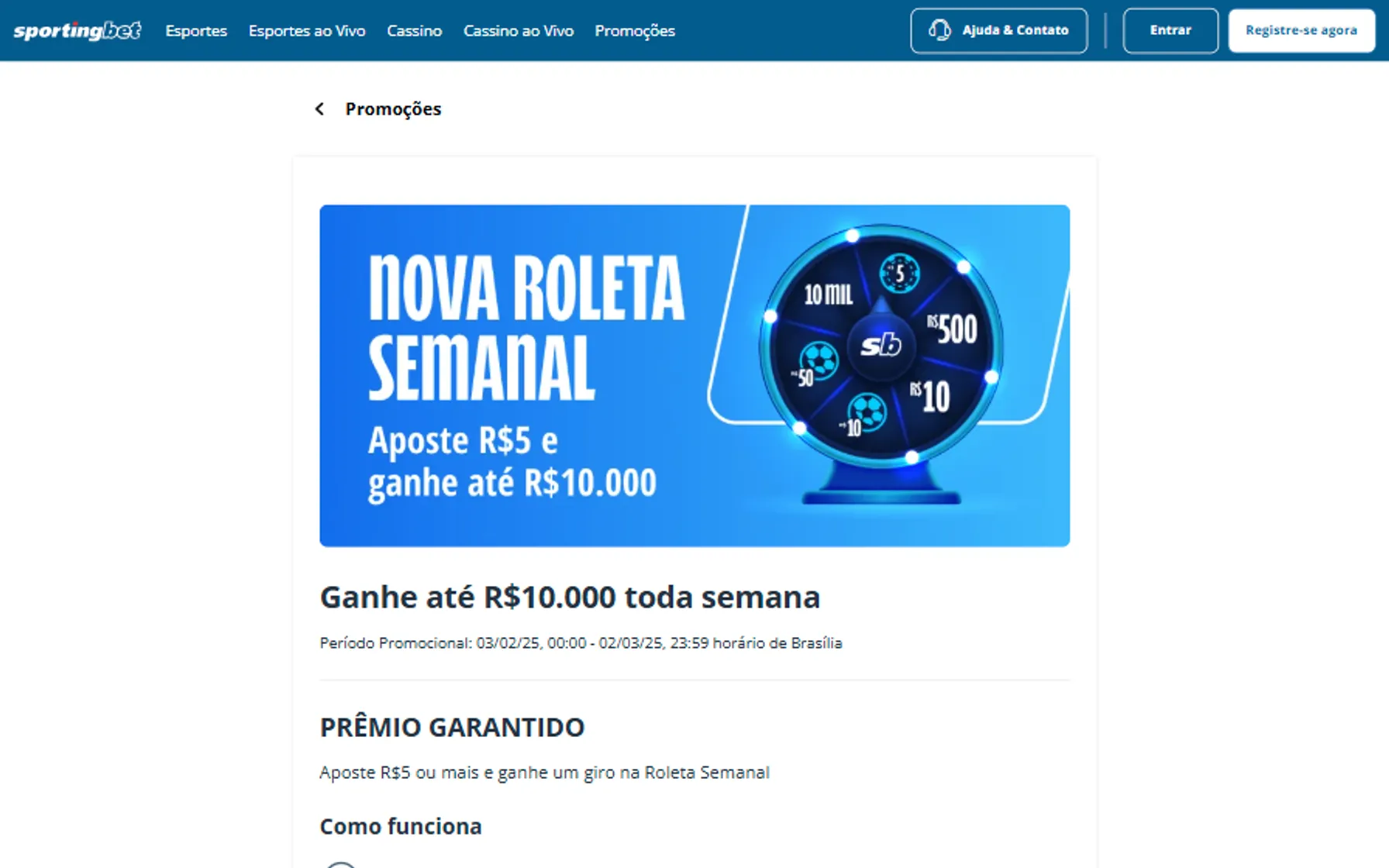 bônus sportingbet nova roleta semanal