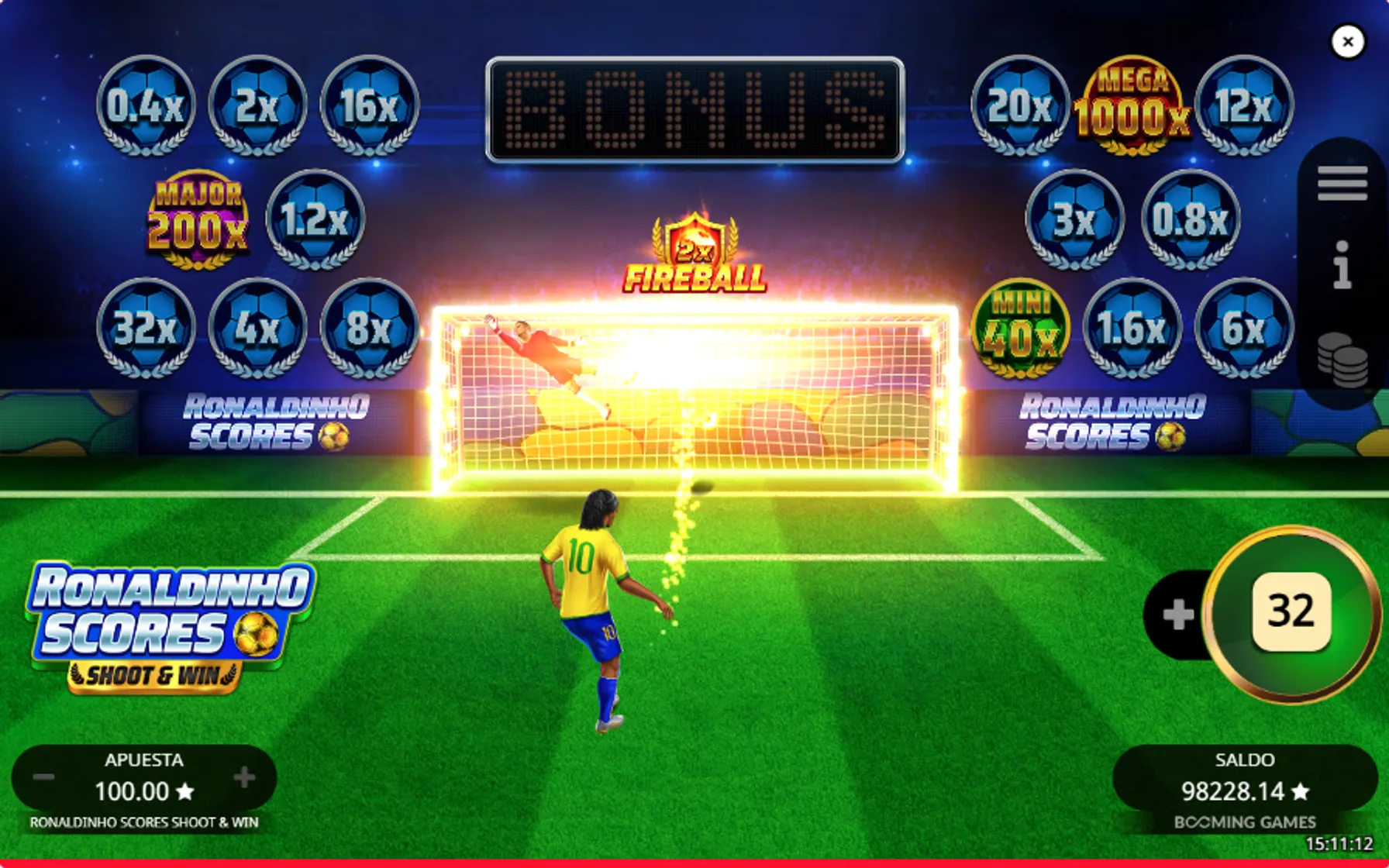 gol com multiplicadores no jogo ronaldinho scores