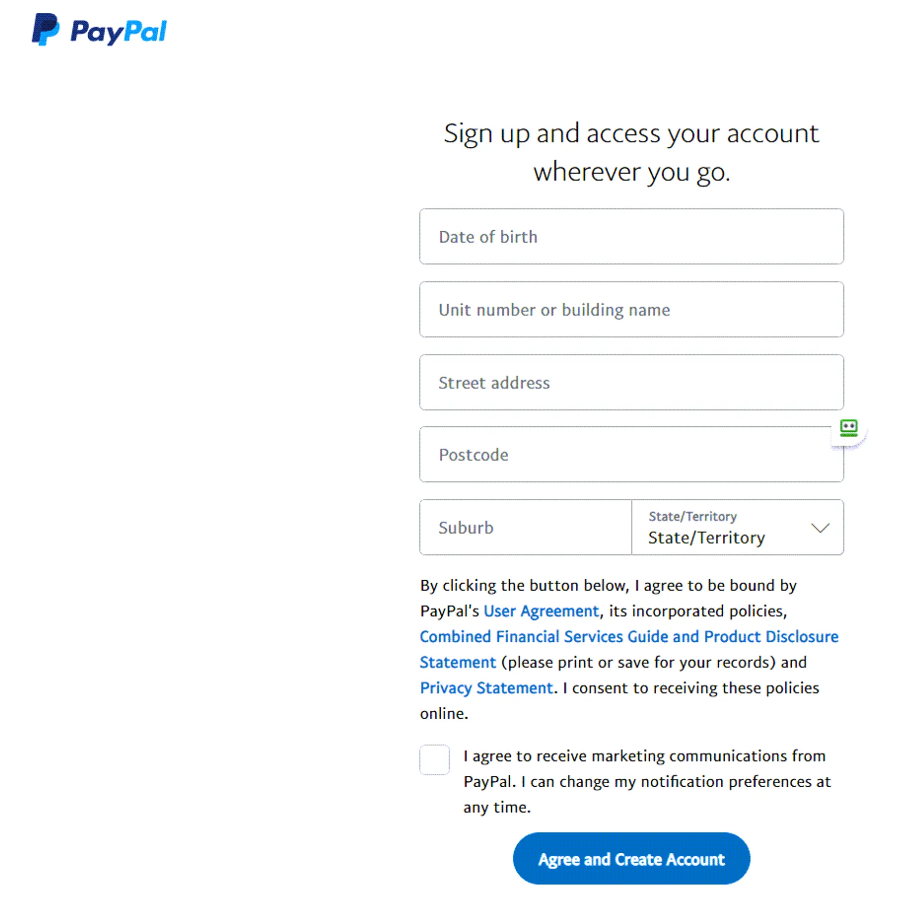 how to sign up for a paypal account