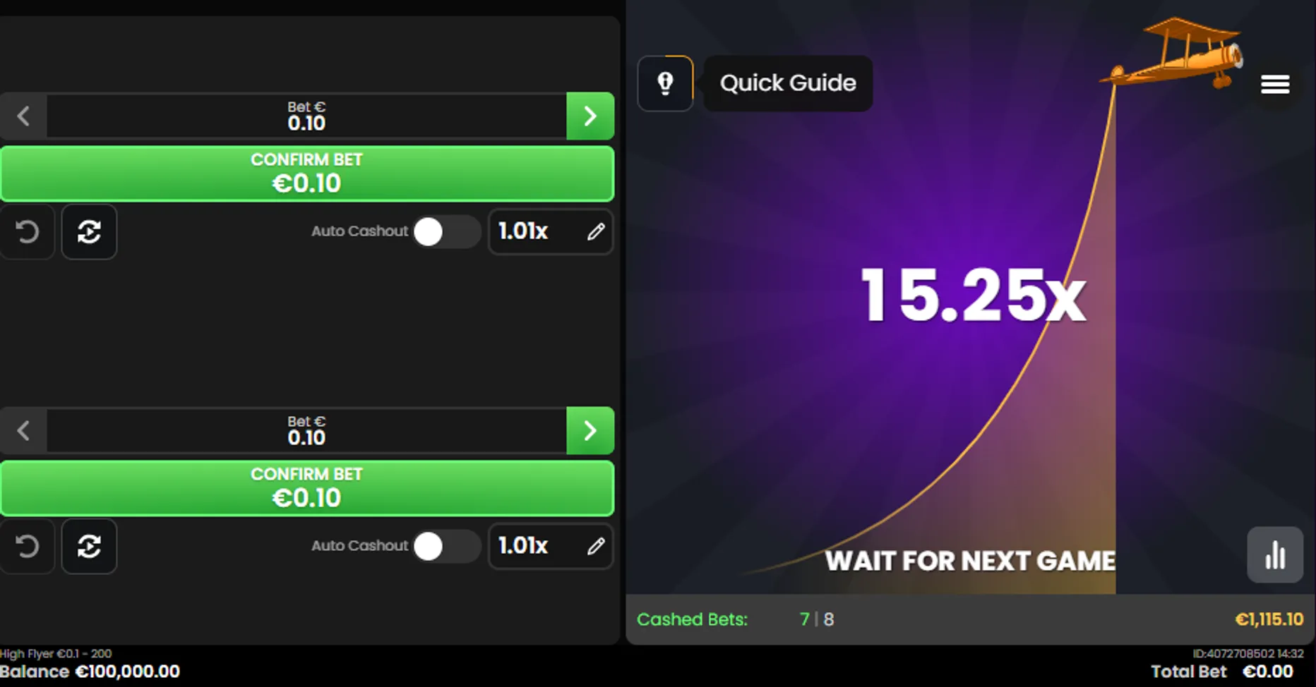 Juego base de High Flyer, de Pragmatic Play