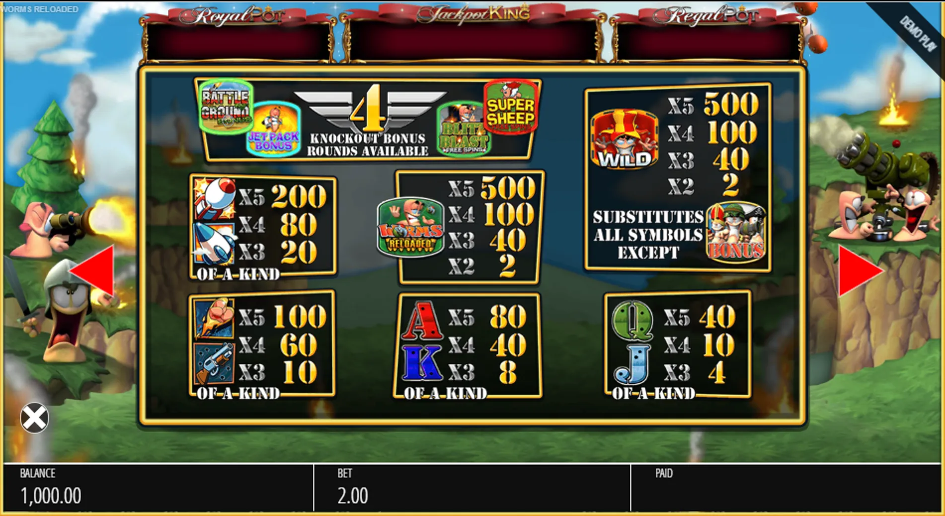 Worms Reloaded Slot Gameplay