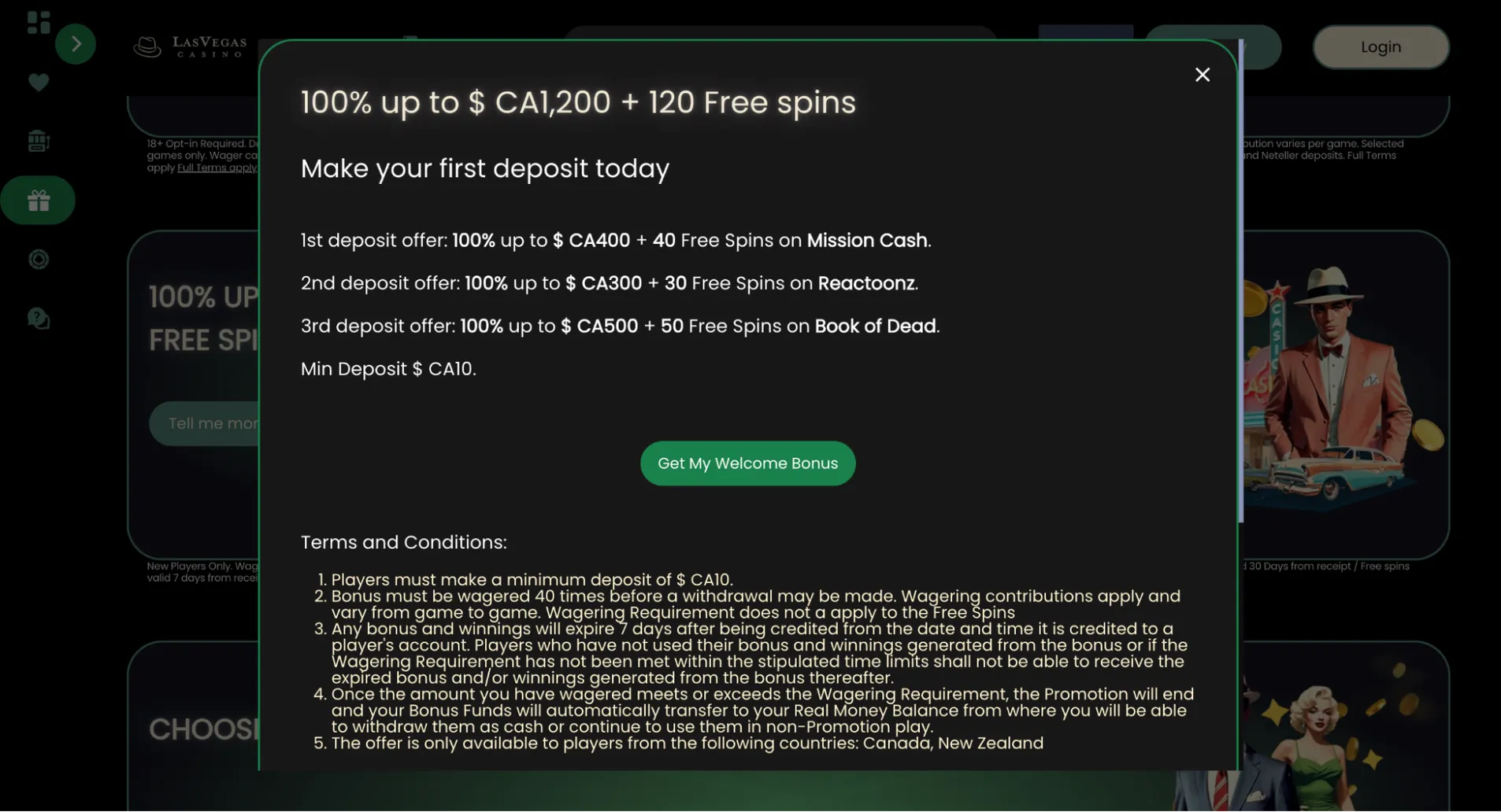 Las Vegas Casino sign up offer for Canadian players