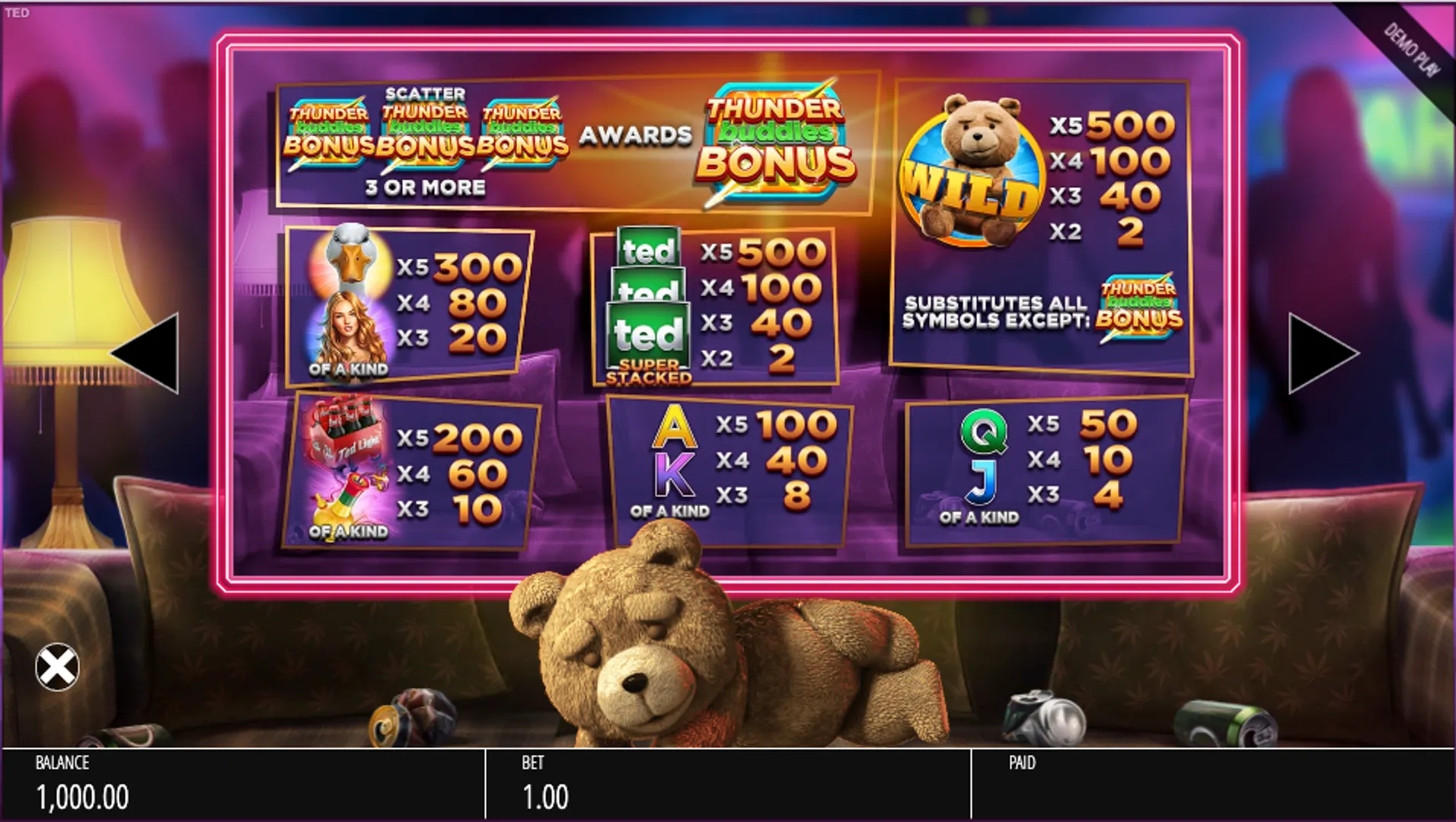 Ted Slot gameplay