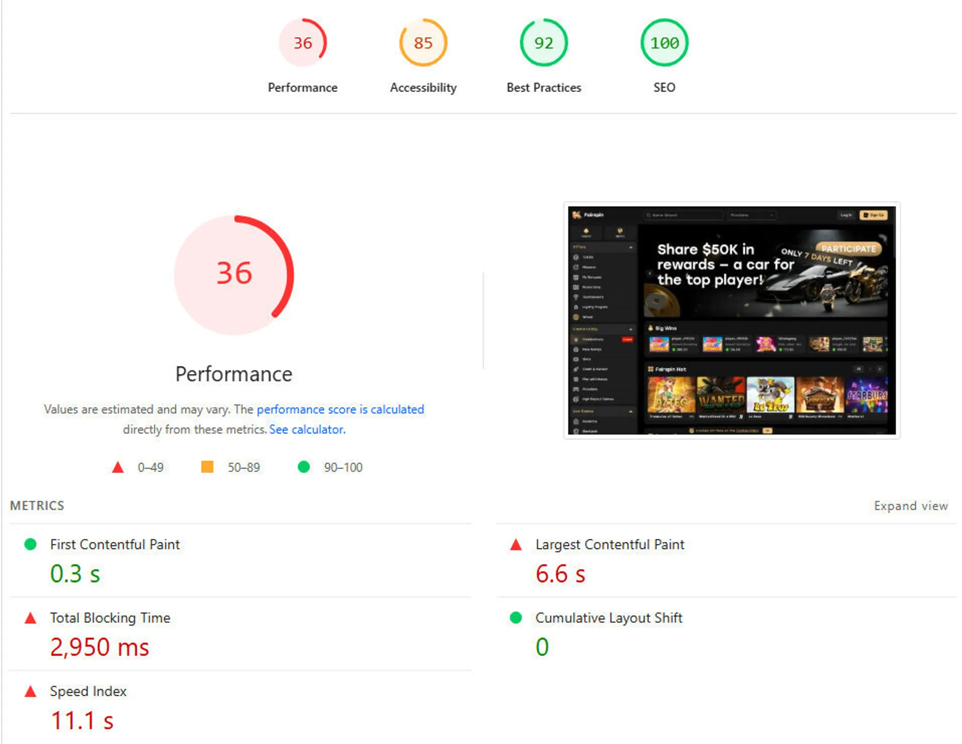 Fairspin user experience and site performance
