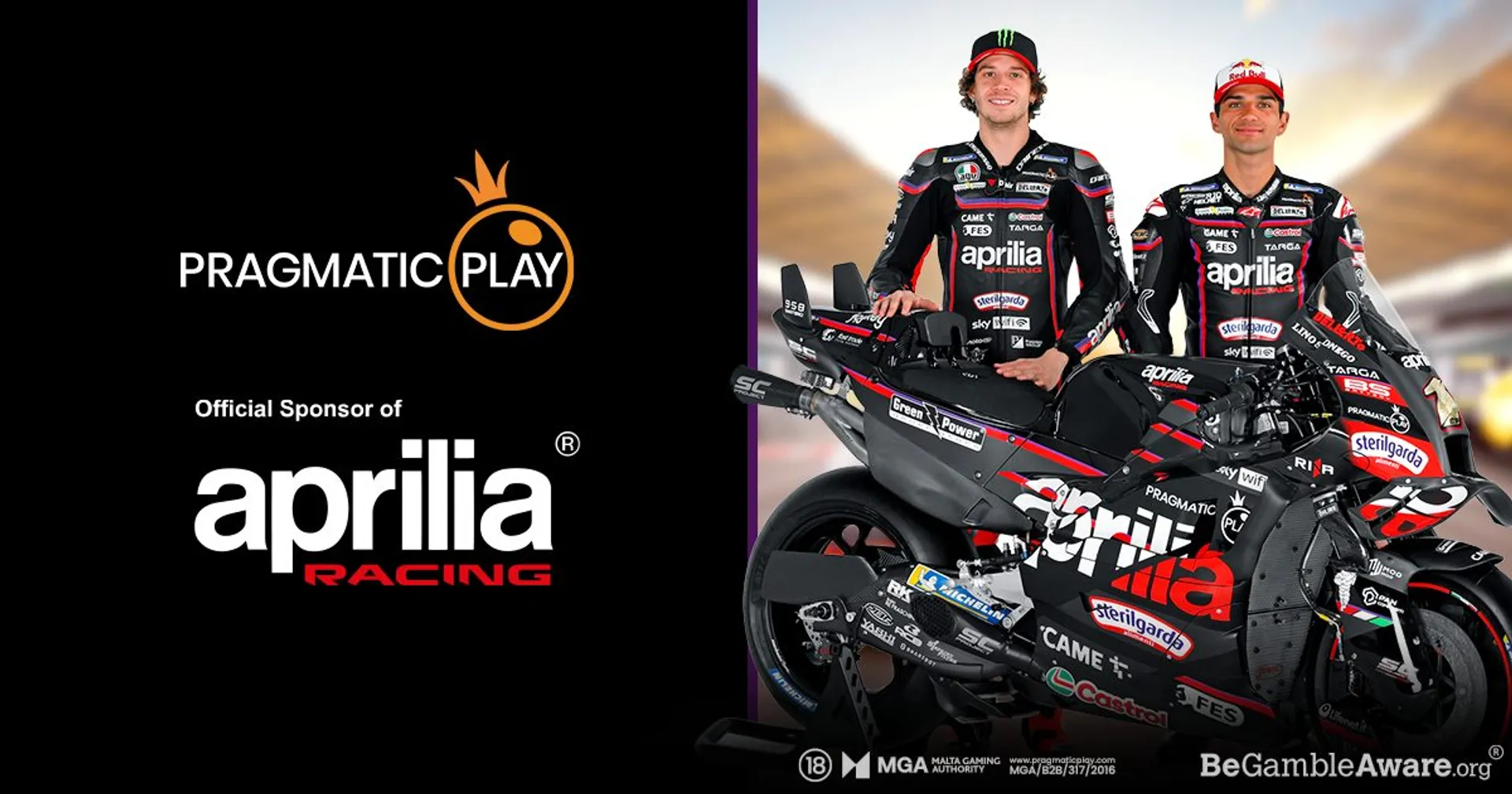 anúncio de patrocínio pragmatic play e aprilia racing