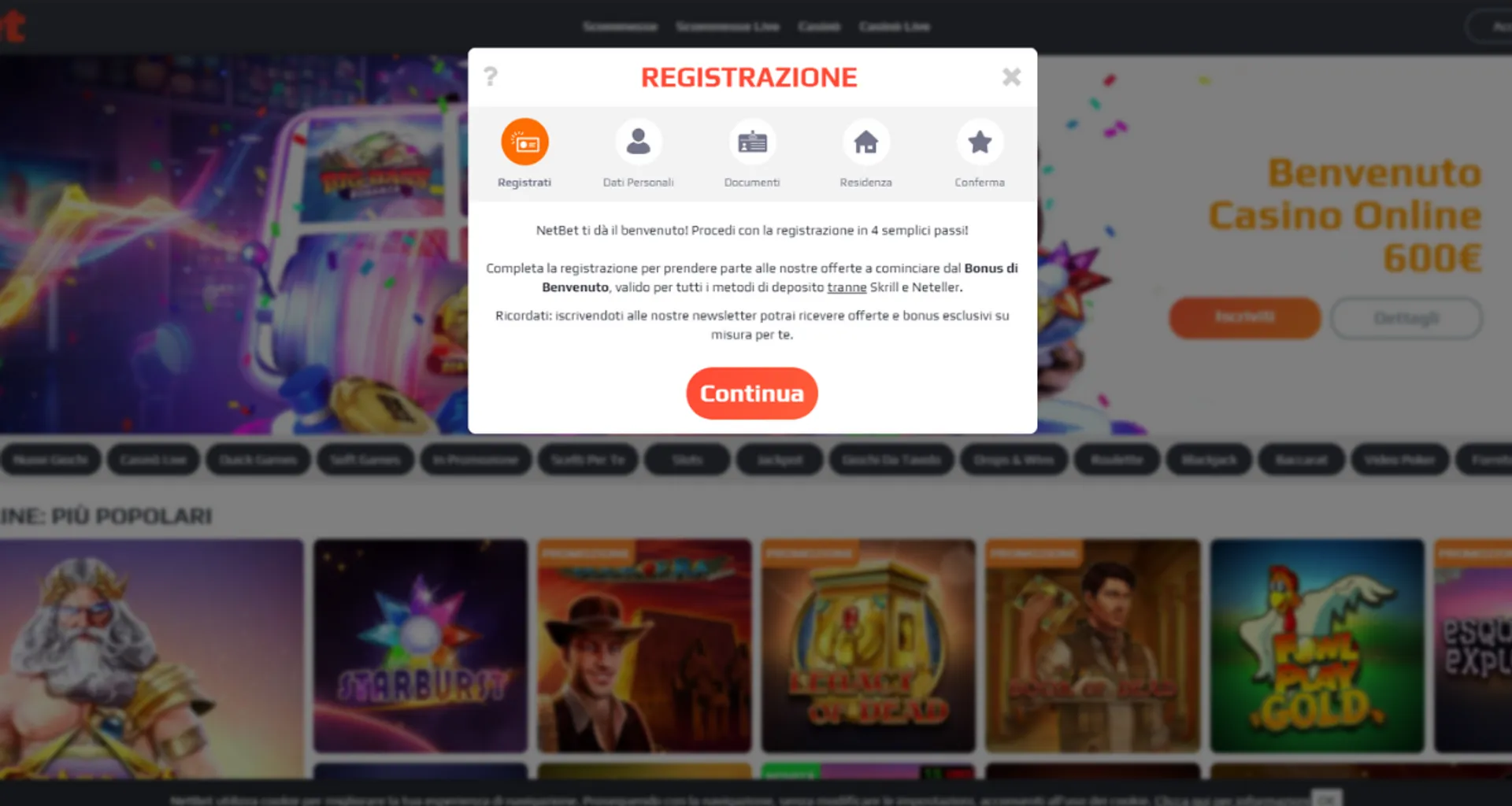 registrarsi su netbet casino