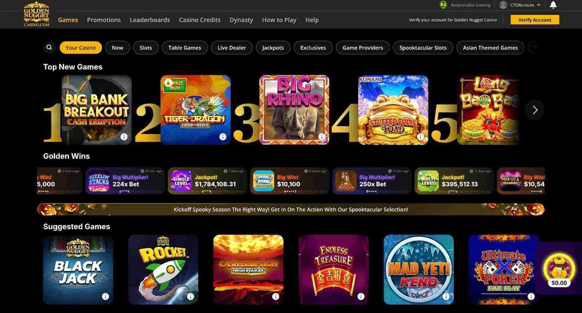 Games at Golden Nugget casino