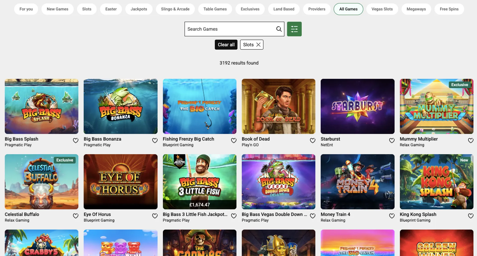 Unibet Casino games
