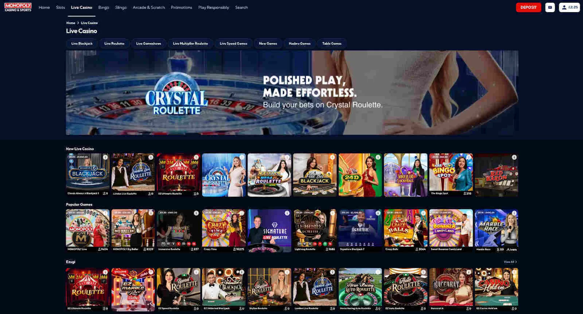 Monopoly Casino live casino games