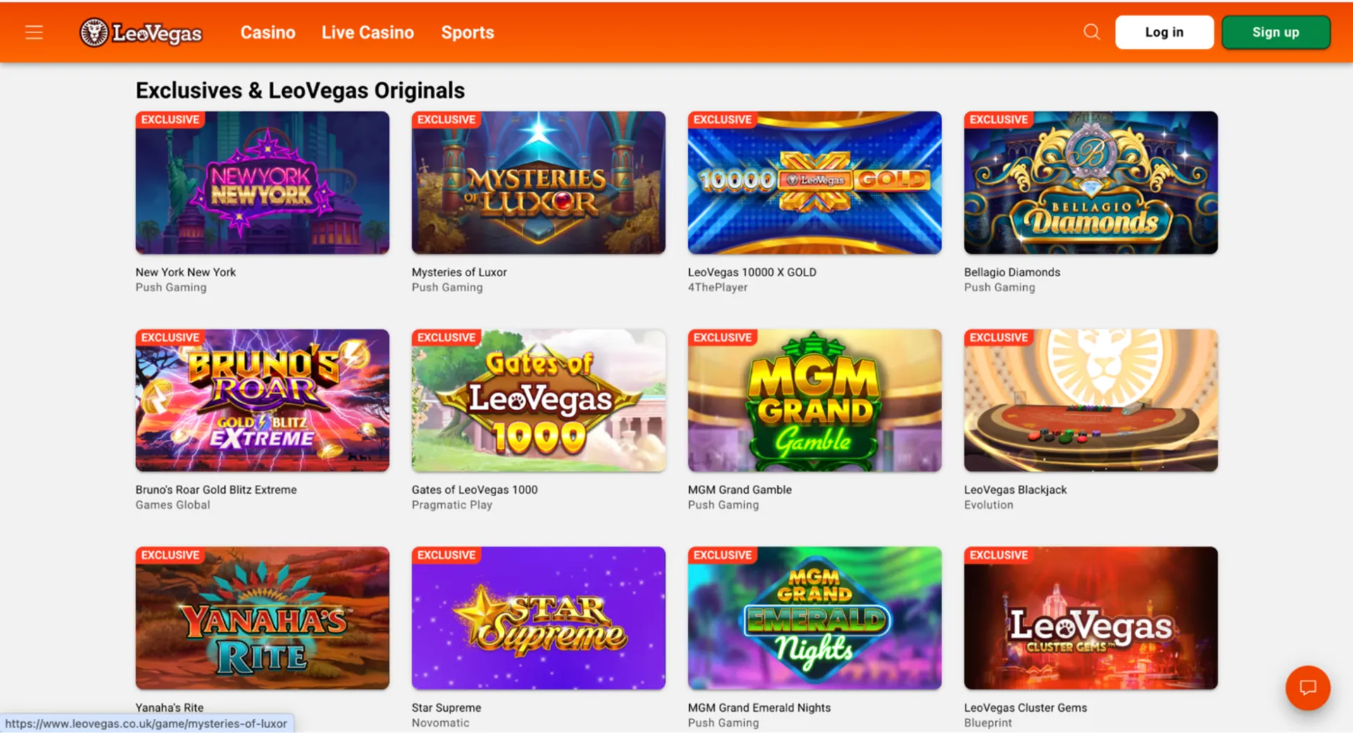 LeoVegas exclusive games