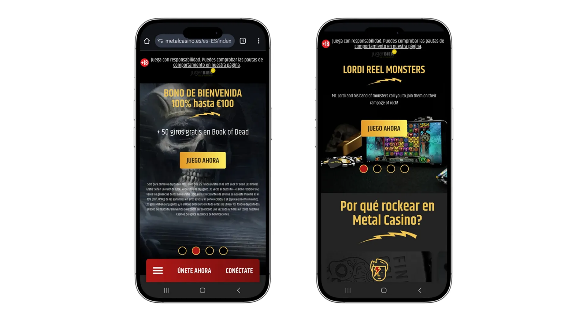 El casino Metal funciona en dispositivos móviles