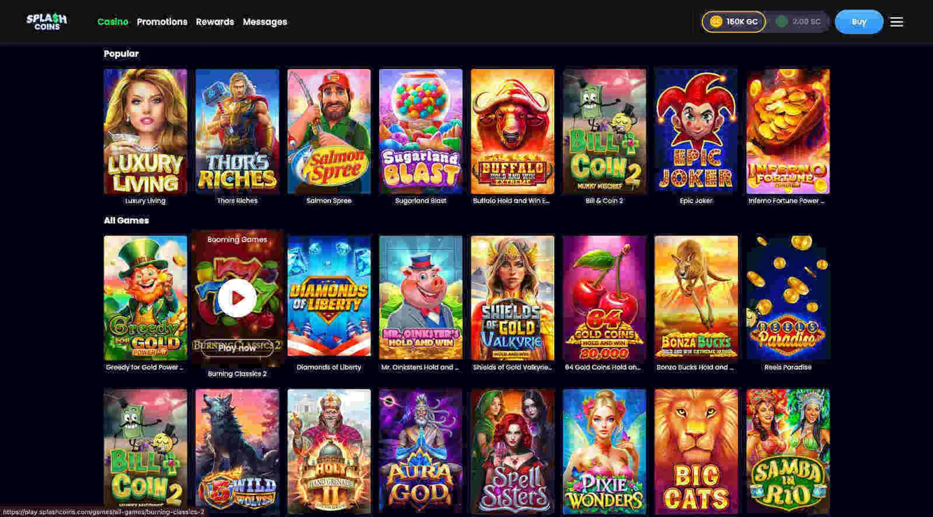 Exclusive games at Splash Coins