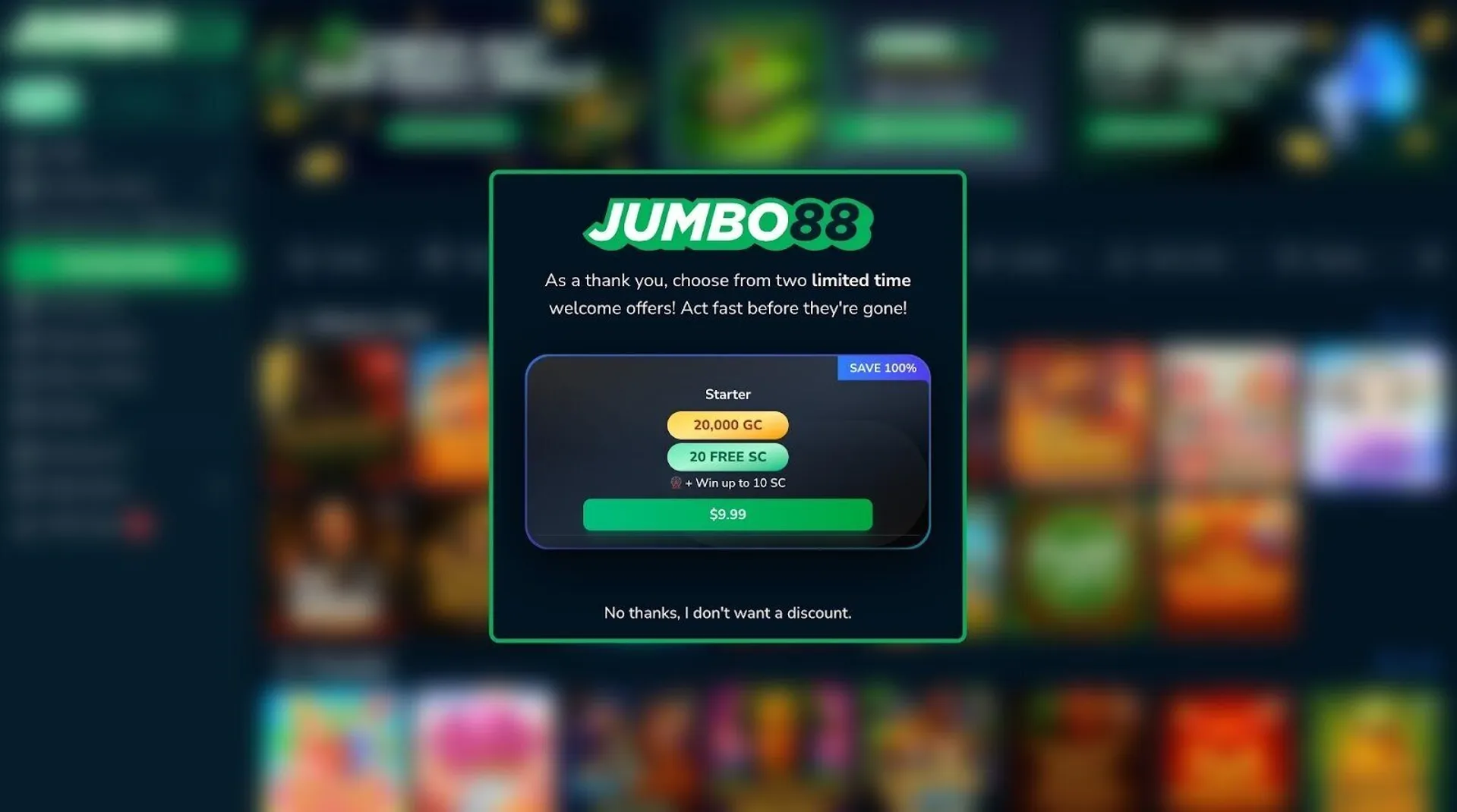 Jumbo88 limited time welcome offer