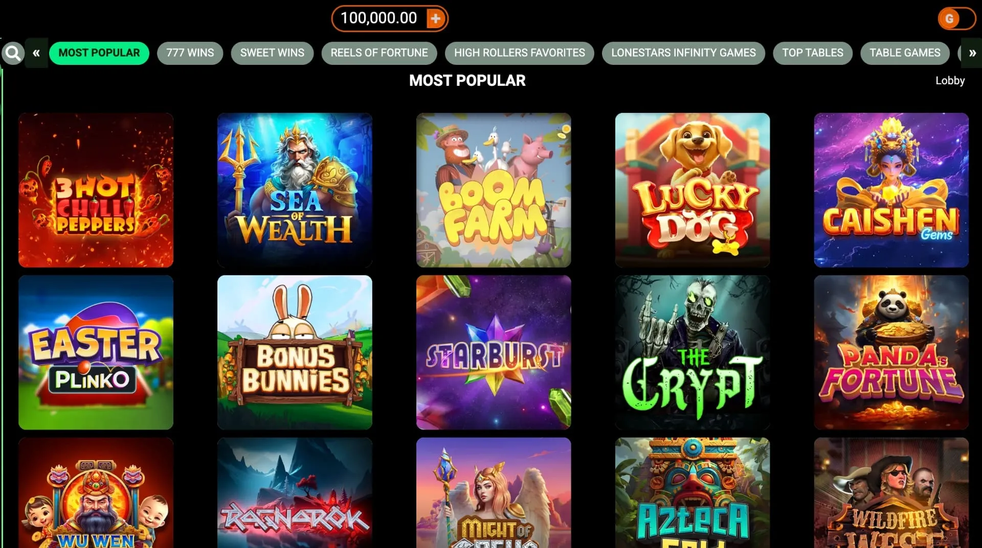 Lonestar casino most popular games