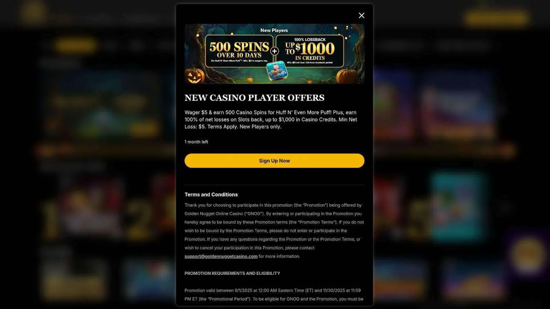 Welcome bonus at Golden Nugget
