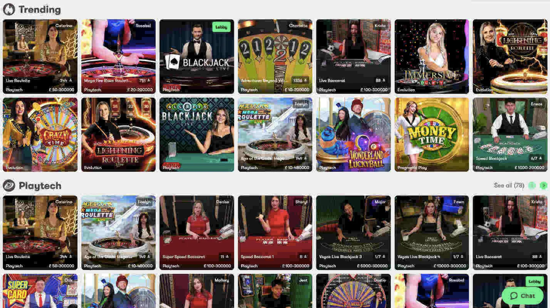 10bet Live casino games