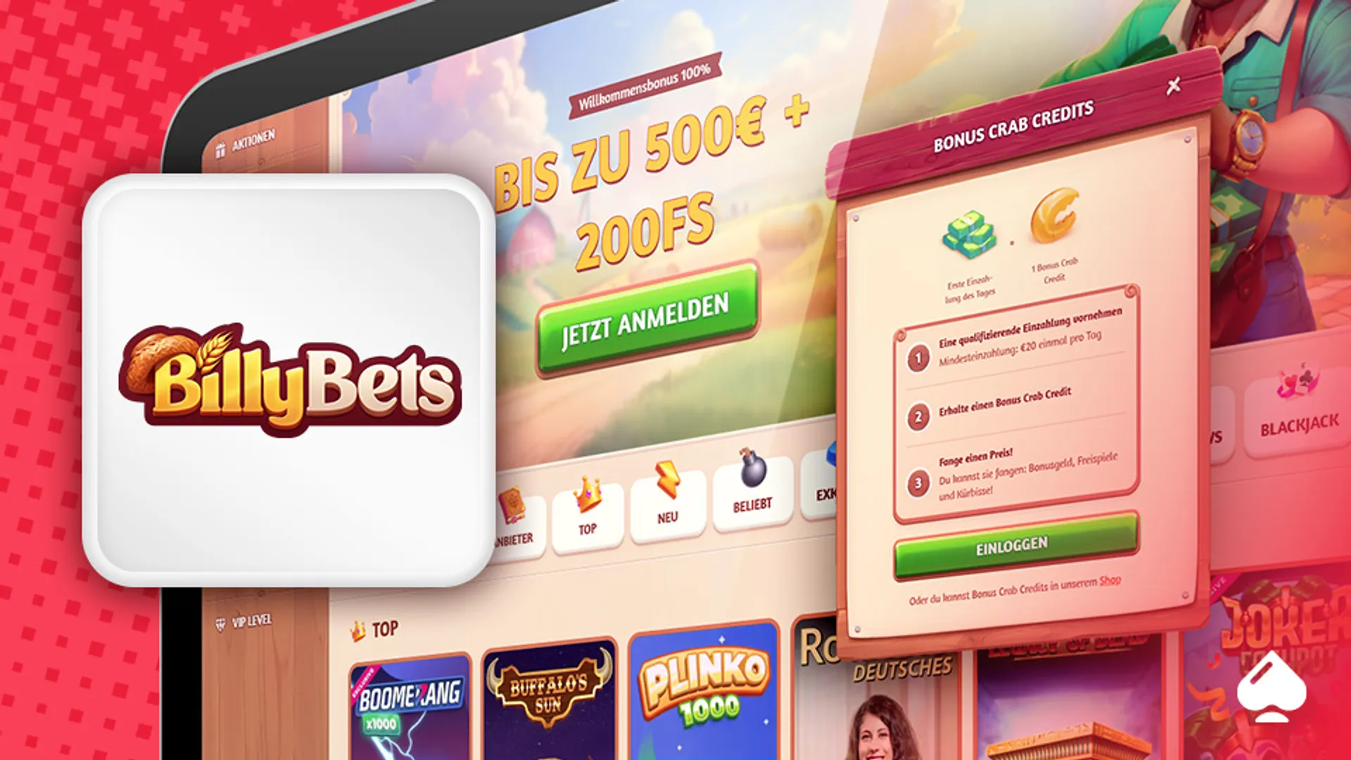 CasinoTopsOnline BillyBets Bonus Crab Willkommensbonus