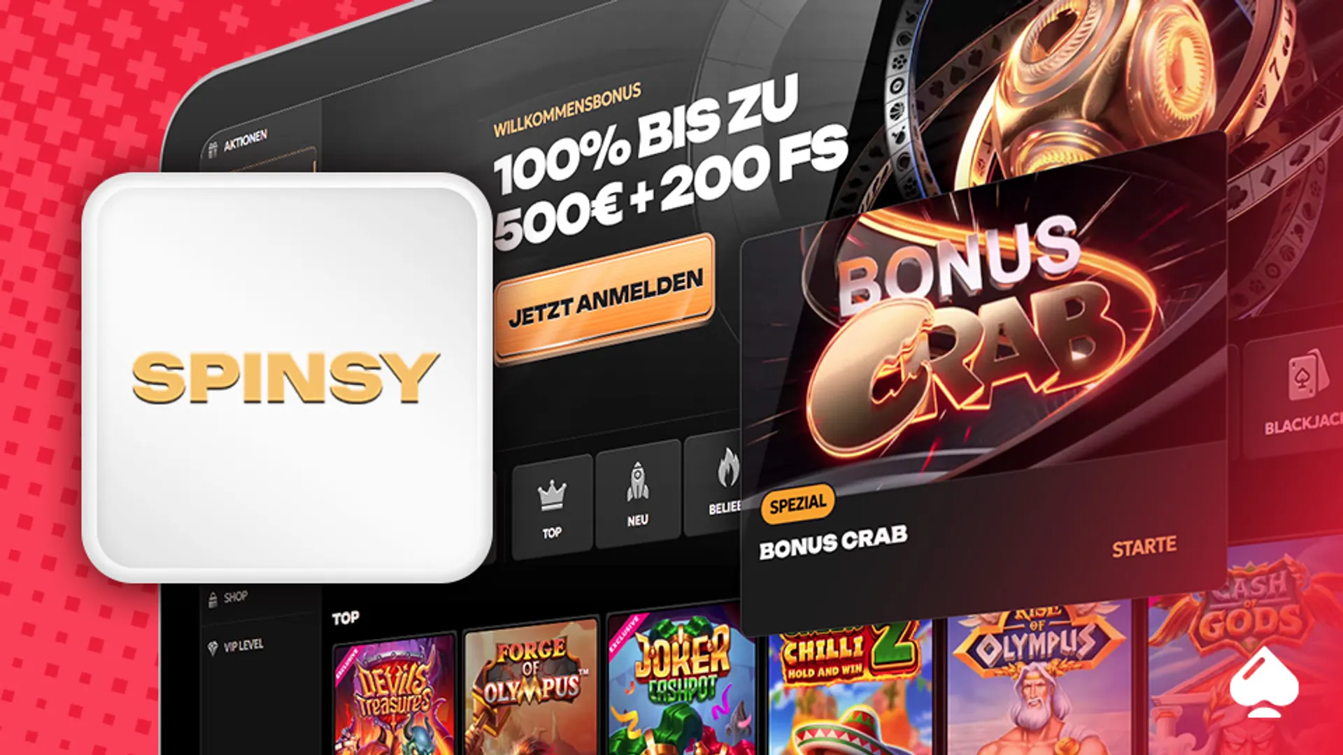 CasinoTopsOnline Spinsy Bonus Crab Willkommensbonus