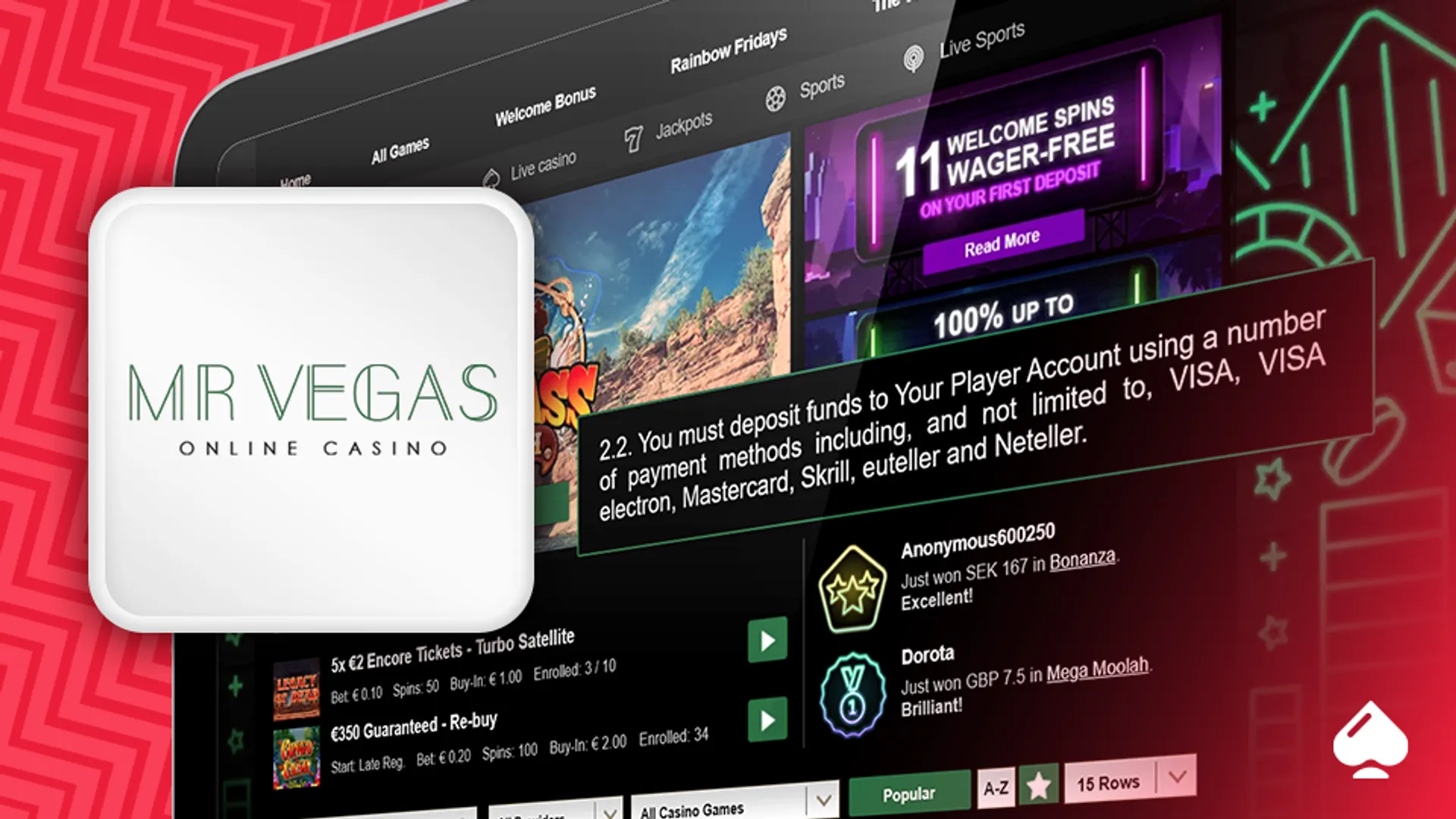 Mr Vegas Payment Methods