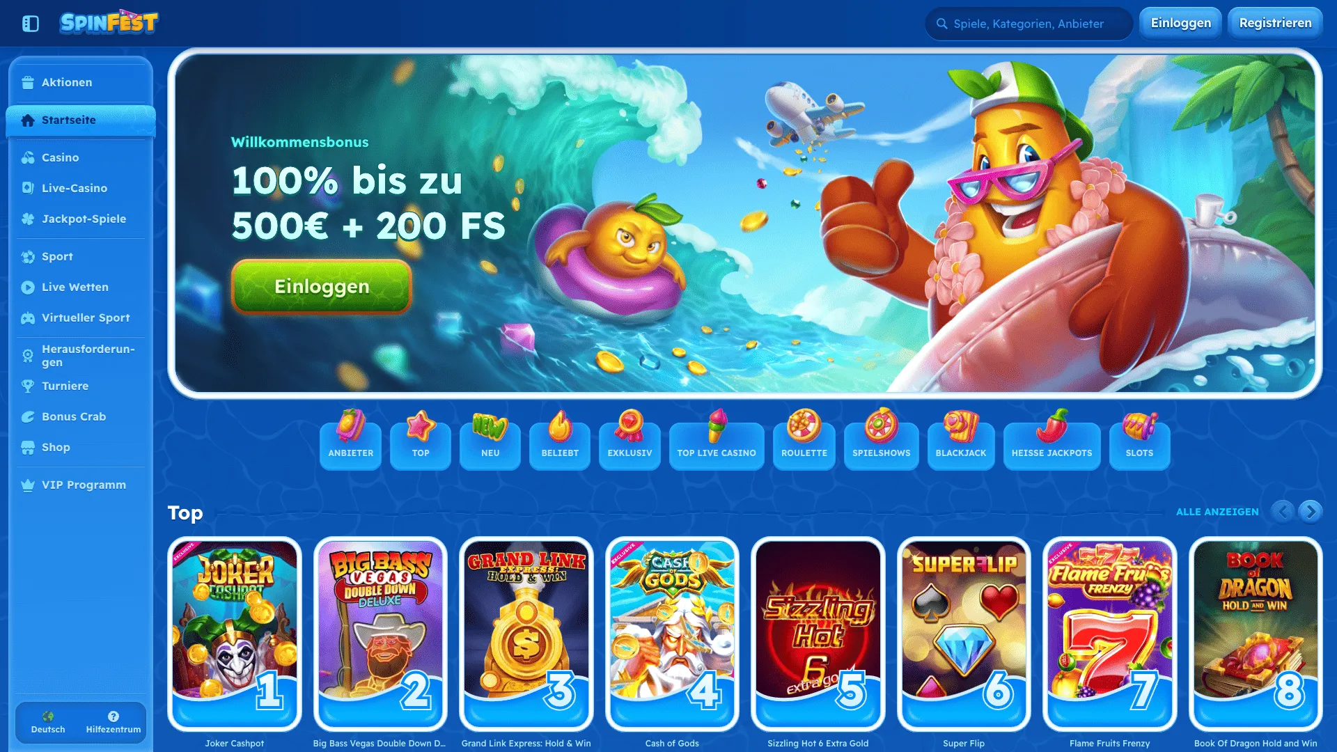 Spinfest Casino Willkommensbonus