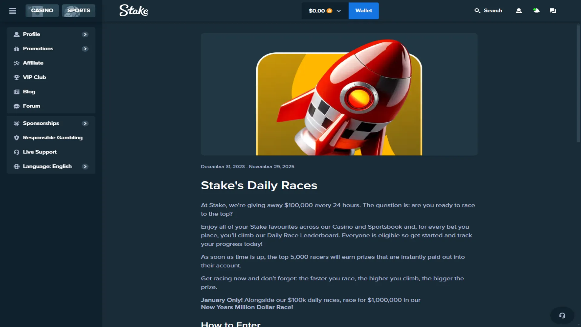 Stake’s Daily Races