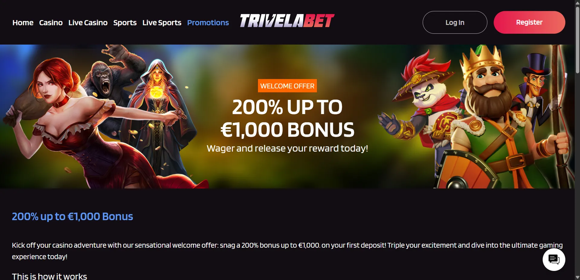 Sign up offer at Trivelabet