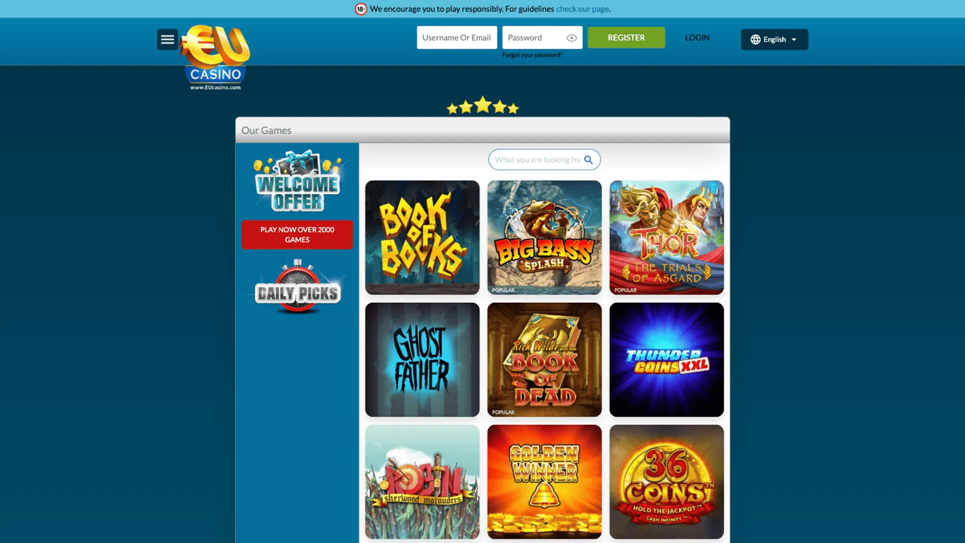 Eucasino our games