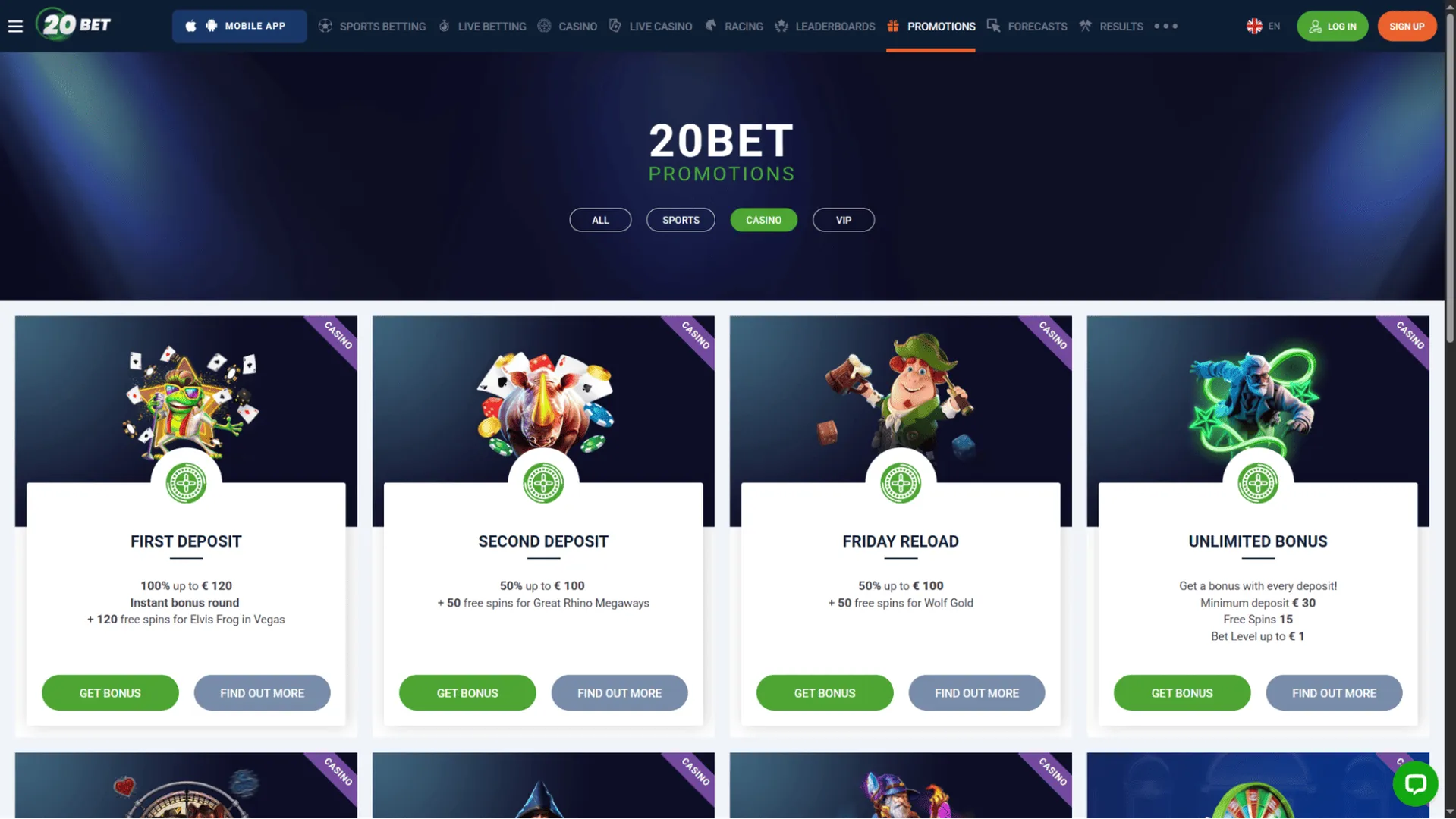 20bet casino promotions