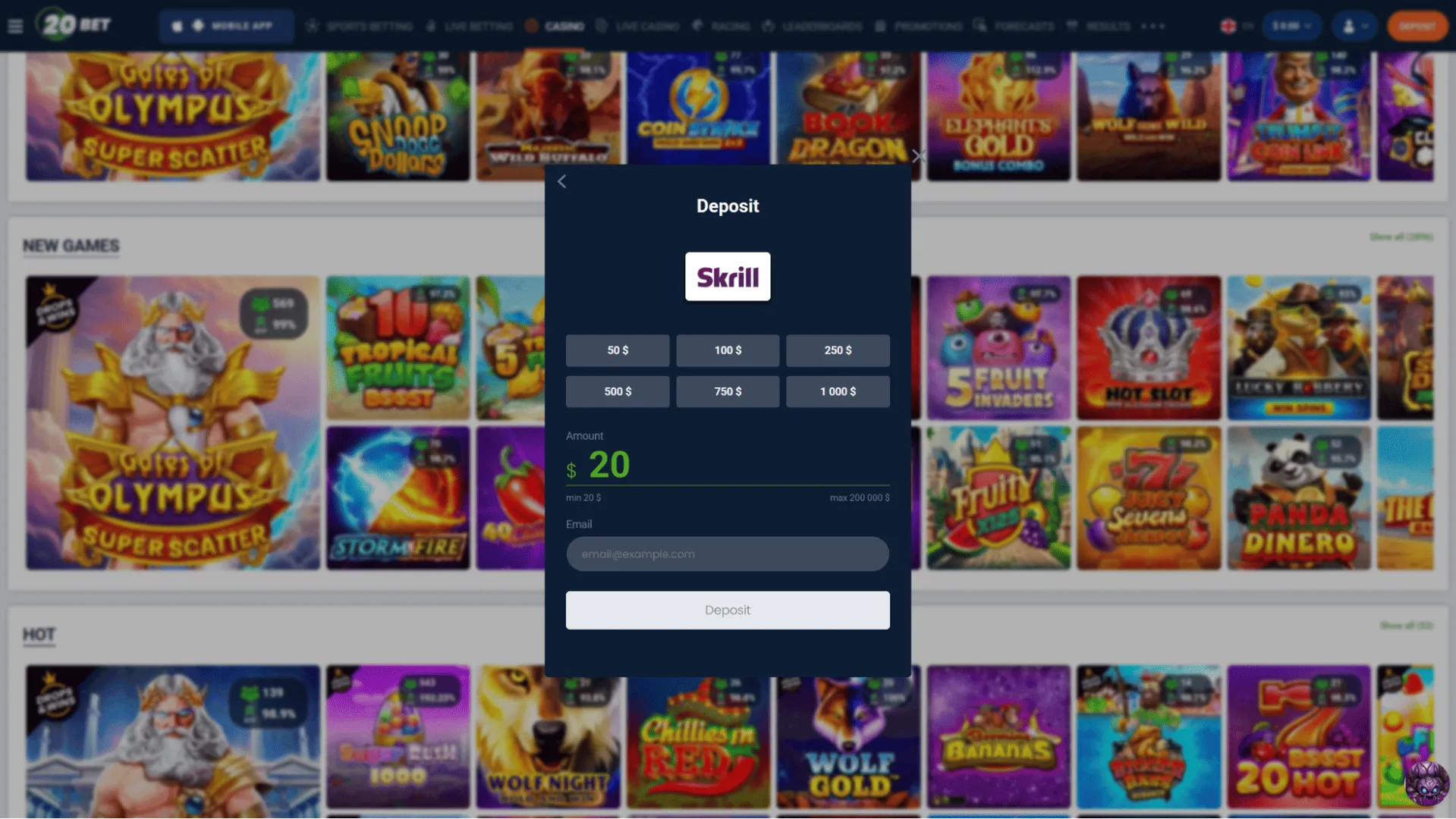 20bet casino skrill deposit