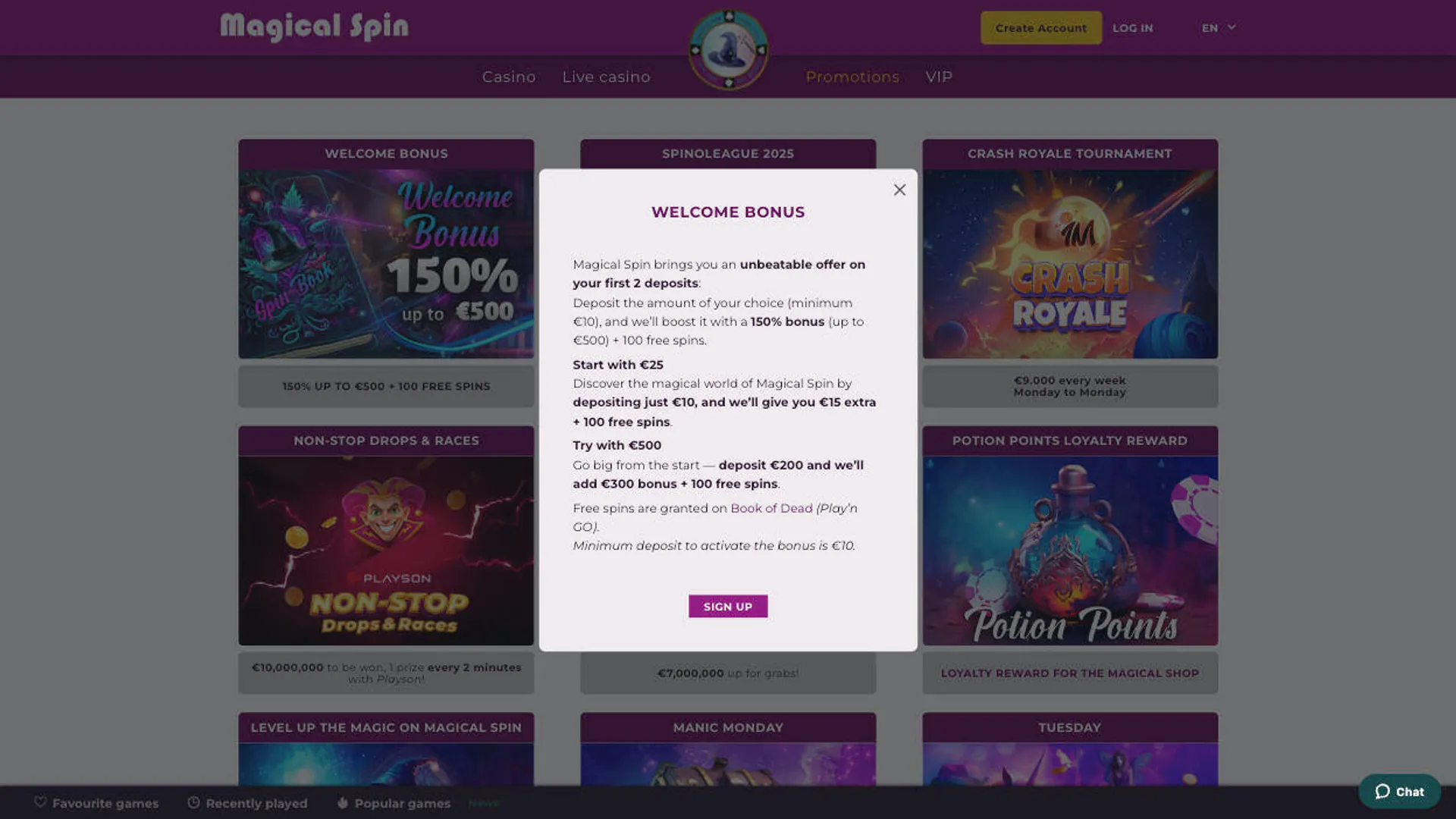 Is there a welcome bonus for october at Magical Spin casino?