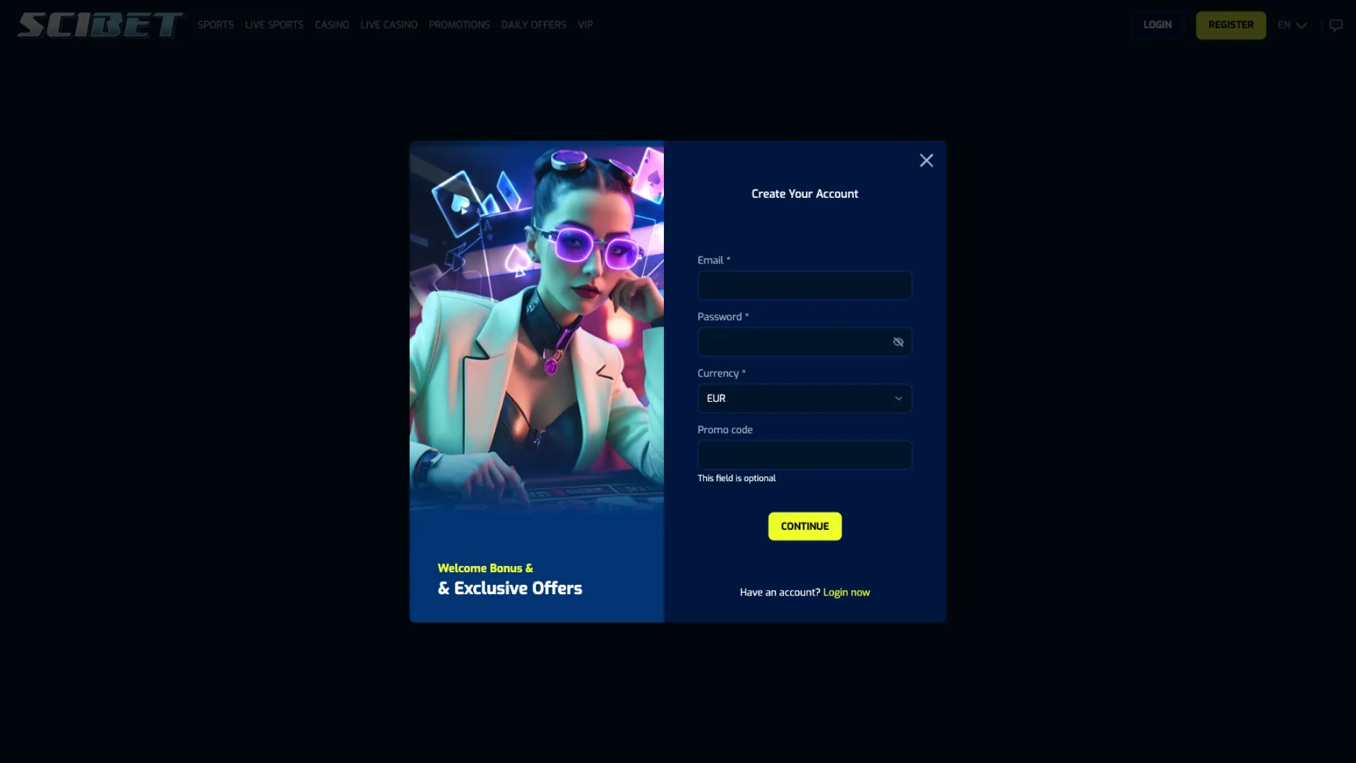 How to sign up at Scibet