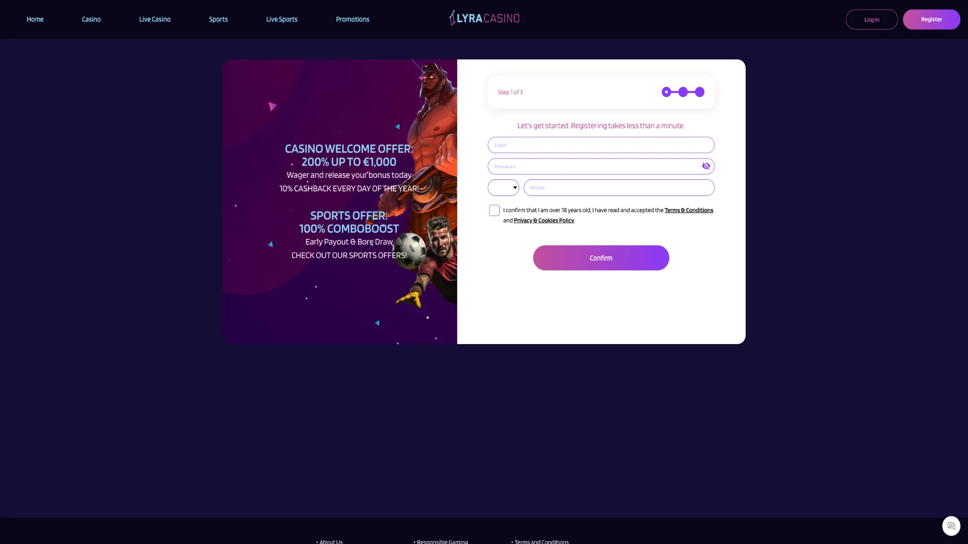 Registration Lyra Casino
