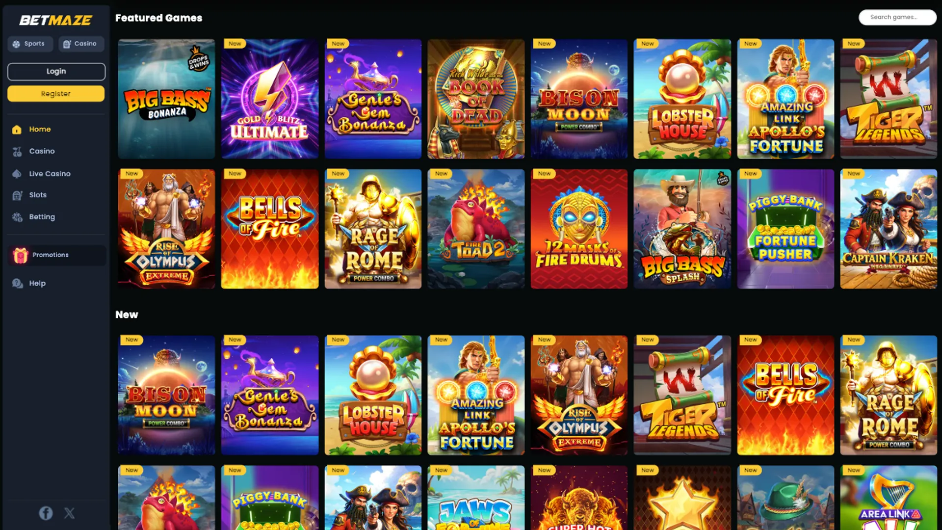 Games at Betmaze Casino