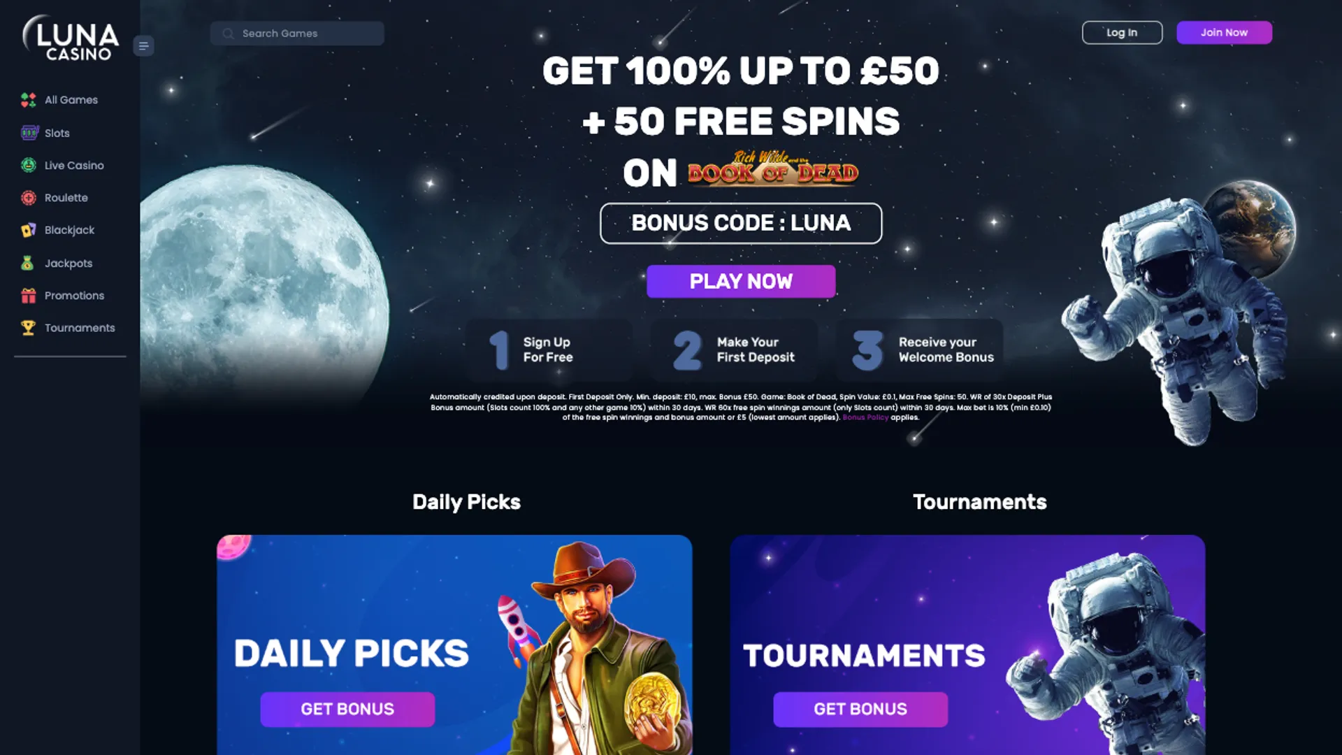 Luna Casino Welcome Bonus