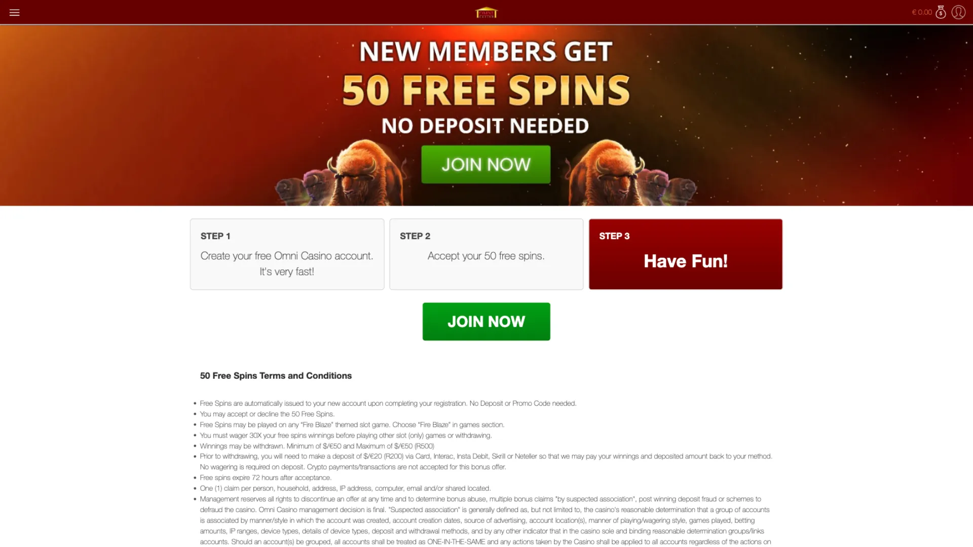 Omni Casino Welcome Bonus