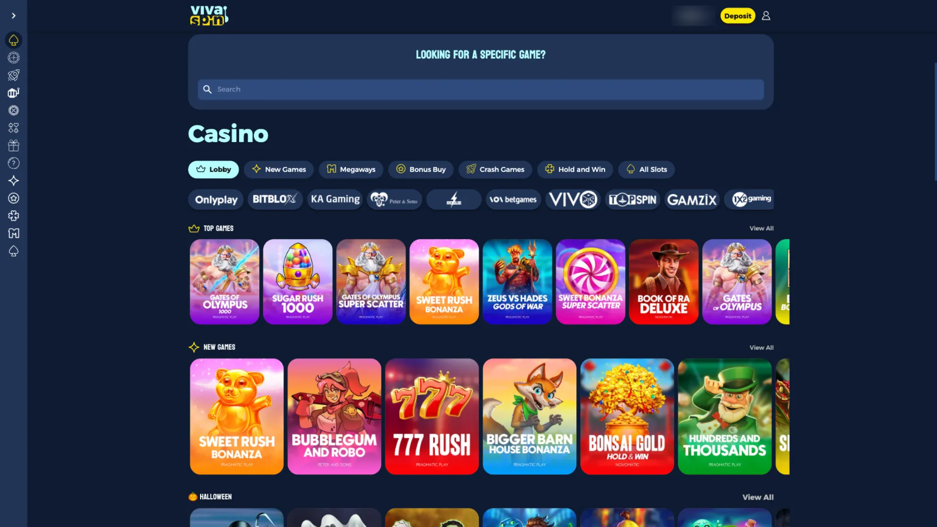 Game selection at VivaSpin