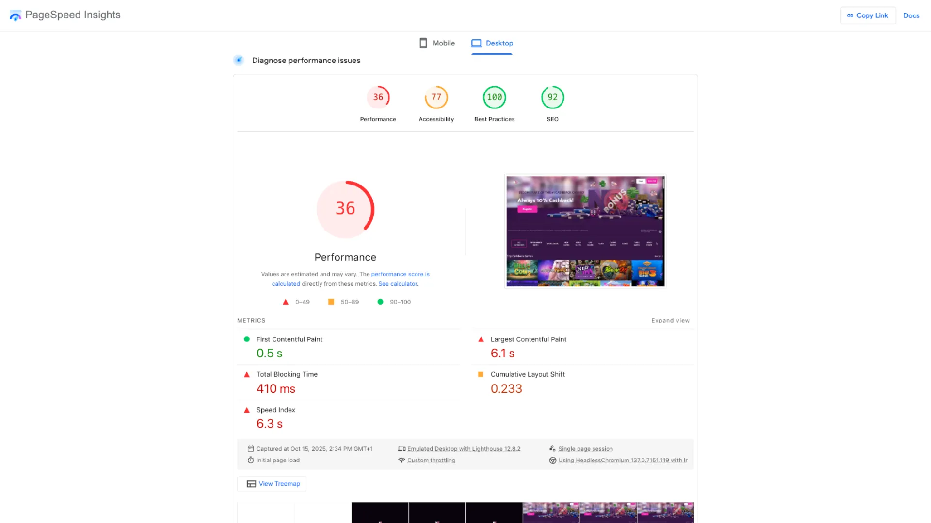 User experience and site performance