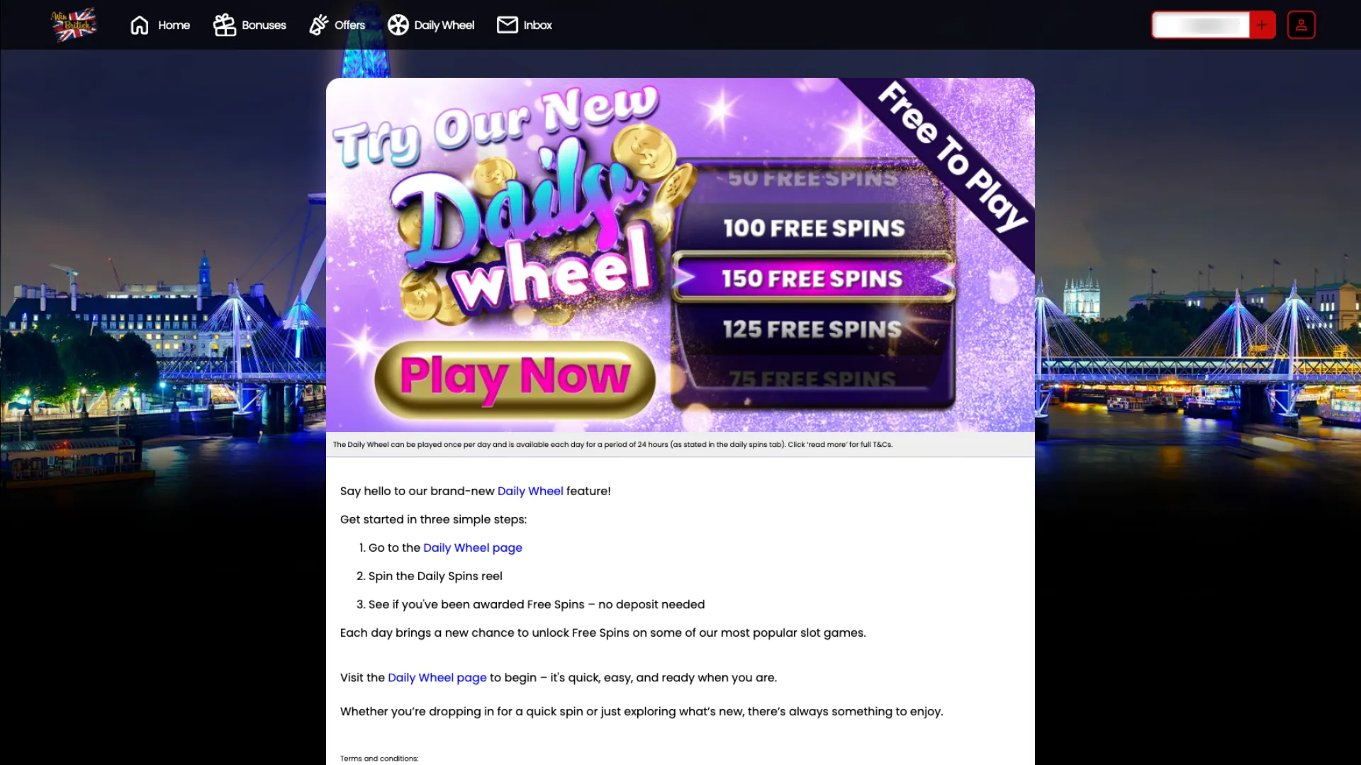 Win British casino unique features