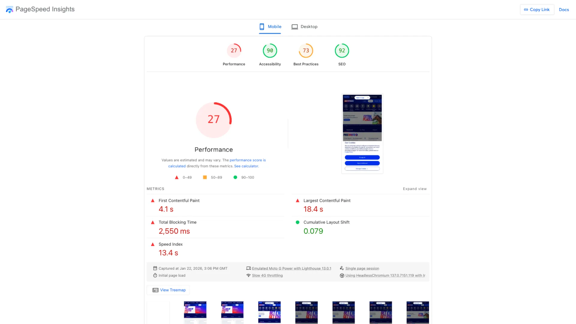 Betfred mobile and browser performance