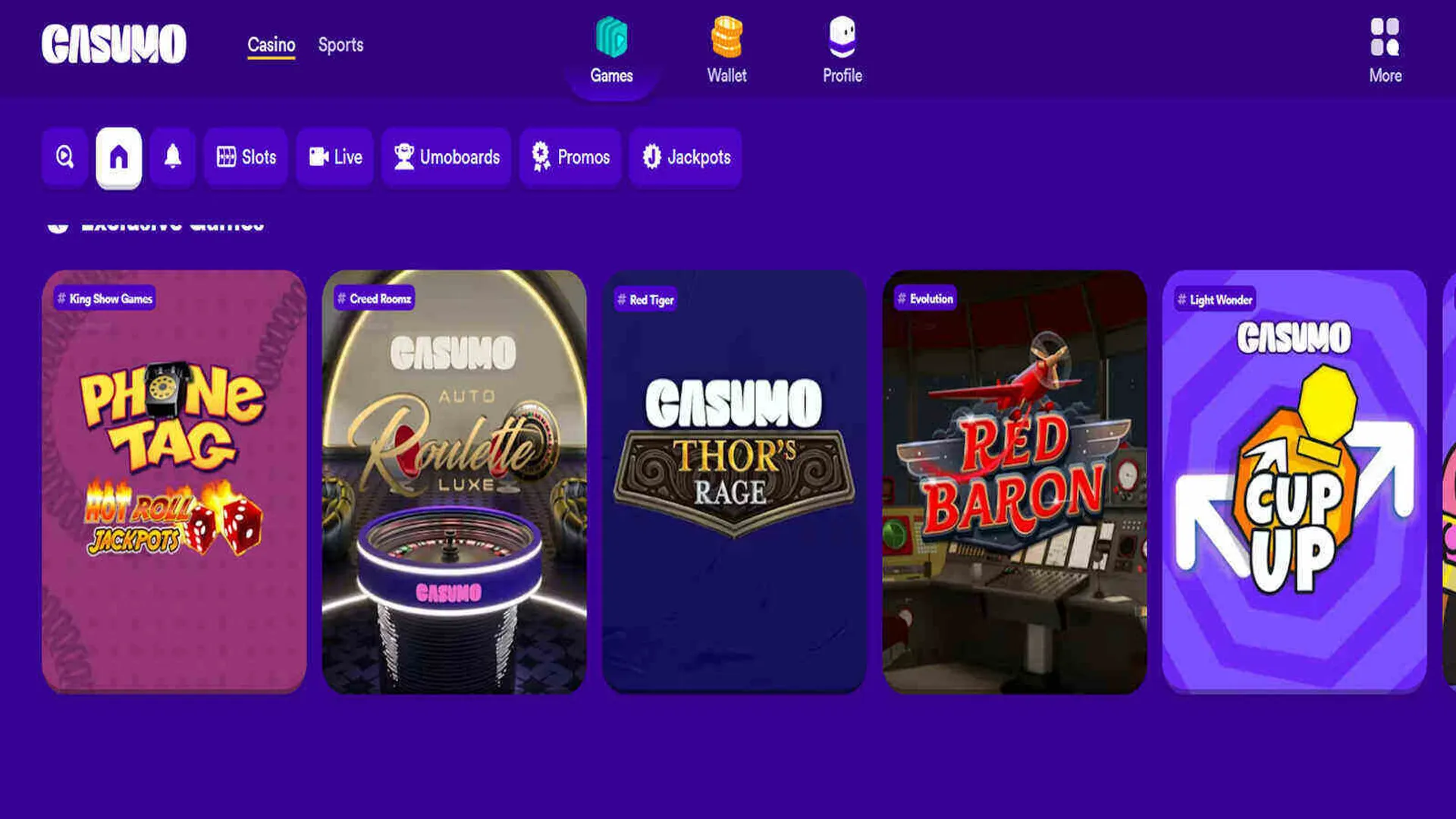 Casumo Casino exclusive games and Slingo