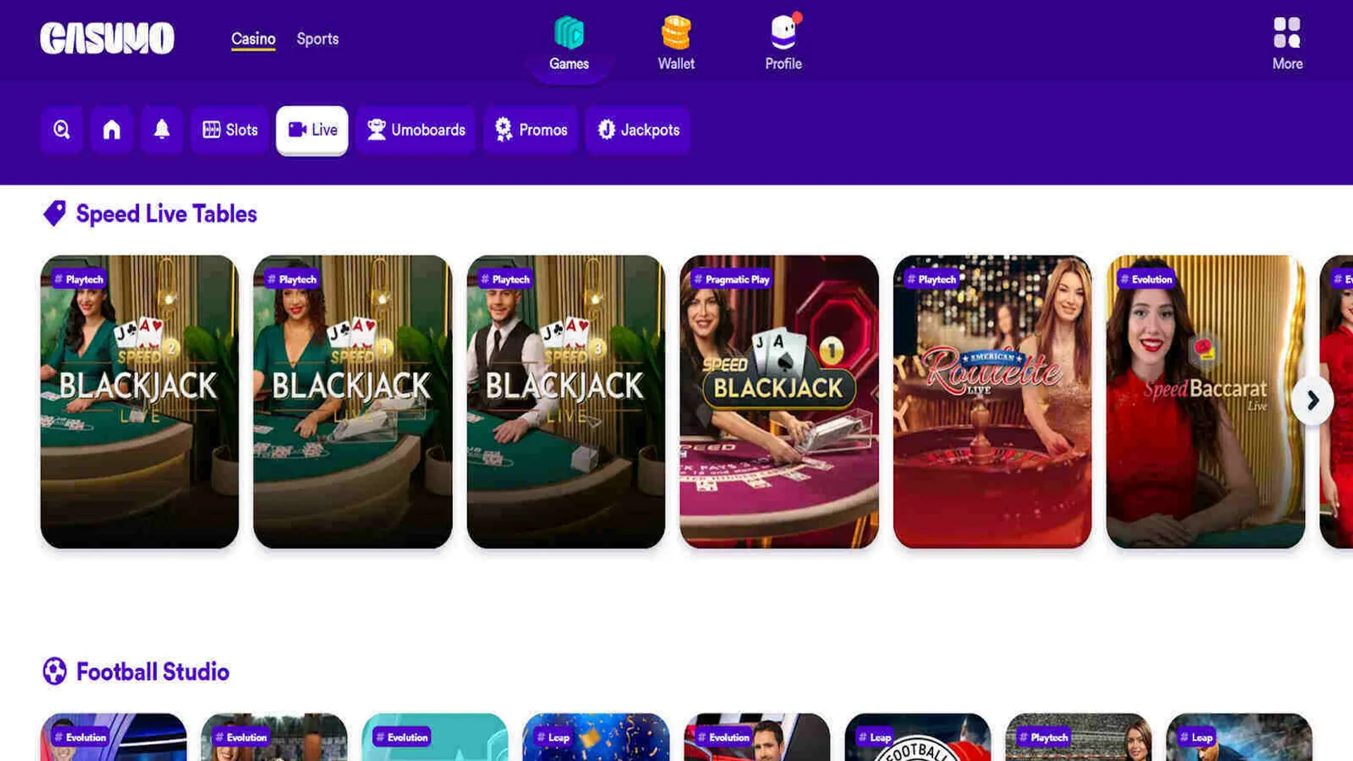 Casumo Live casino games