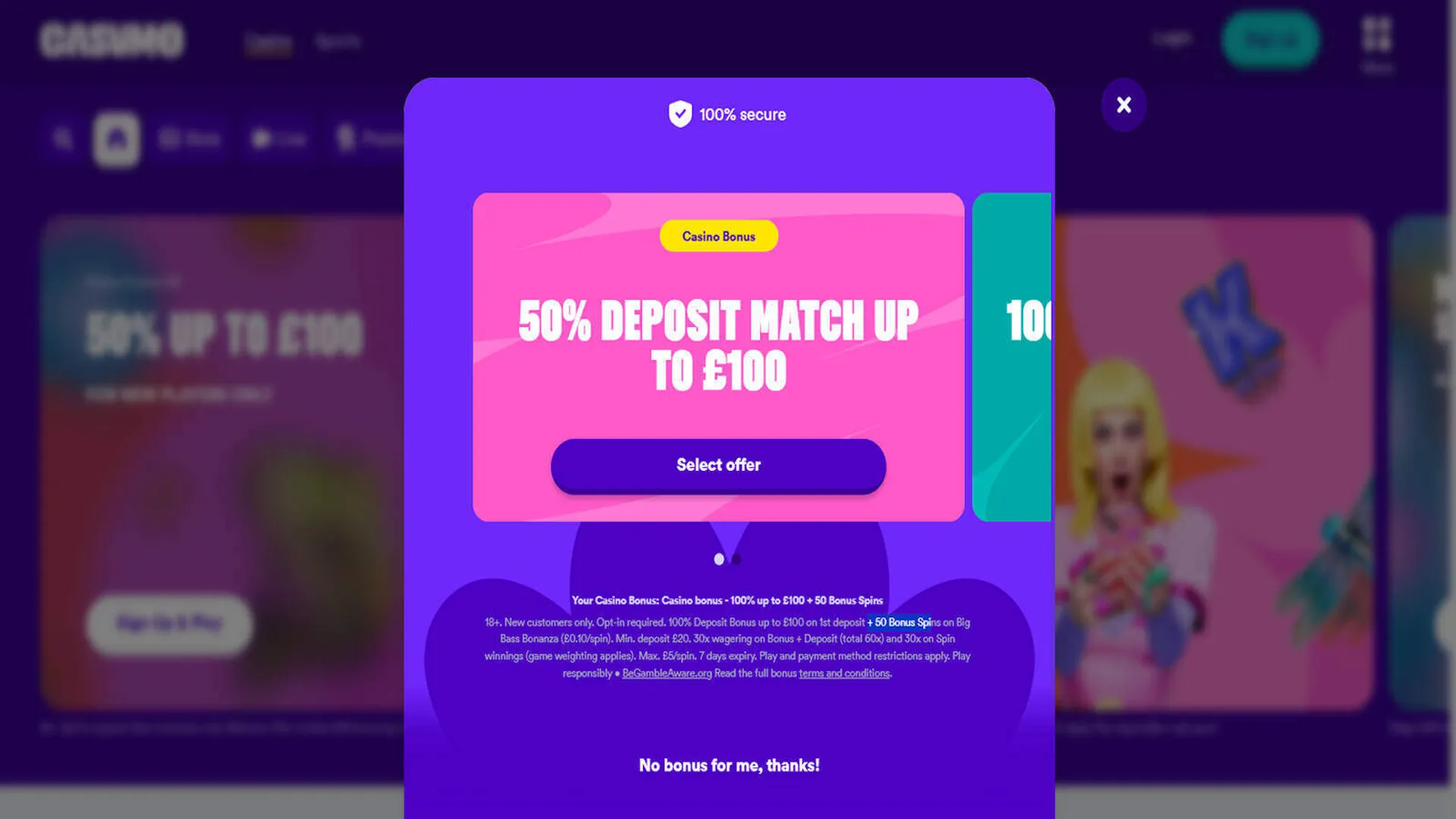 Casumo Casino welcome bonus