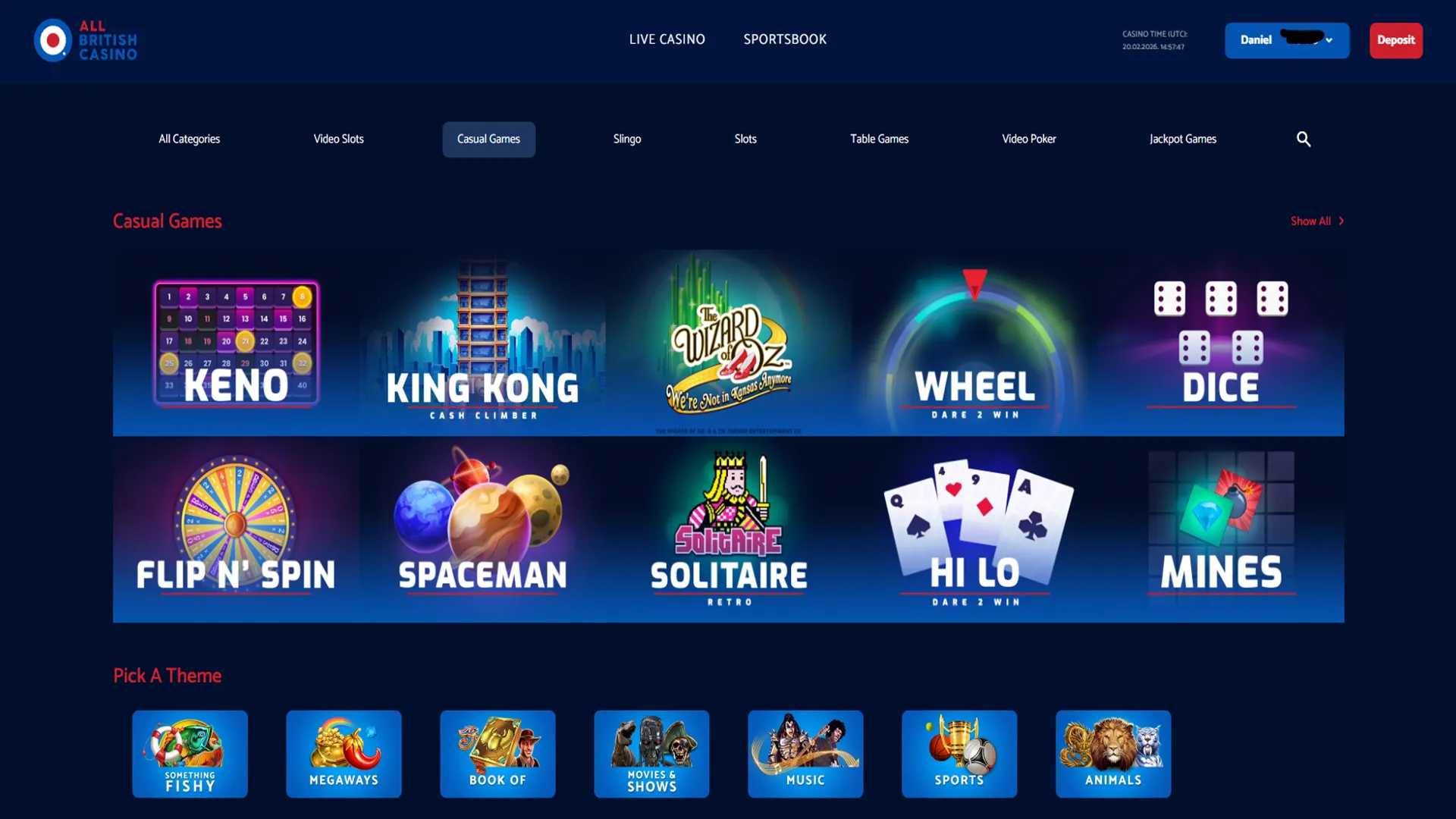 Table games at All British Casino